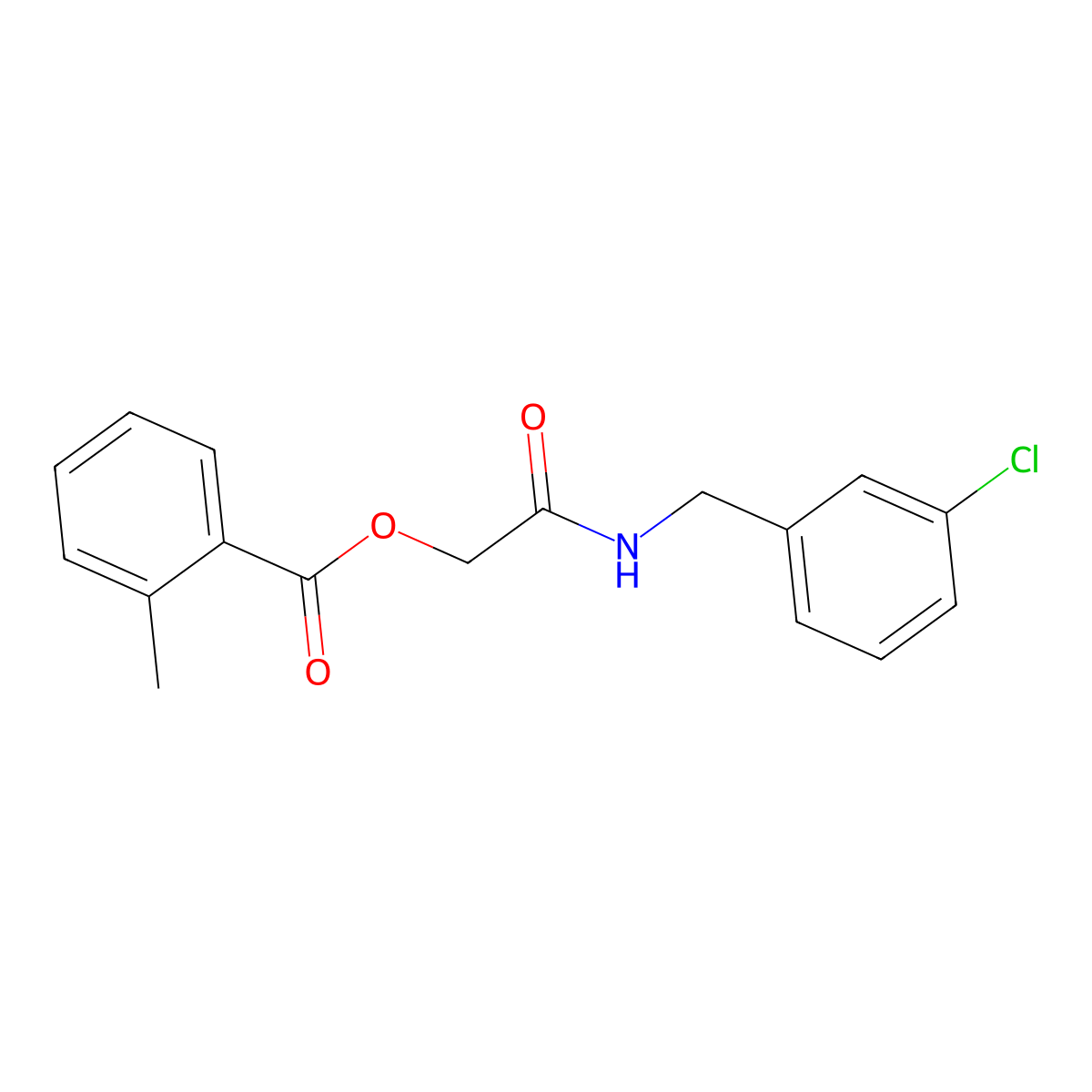 2-((3-Chlorobenzyl)amino)-2-oxoethyl 2-methylbenzoate molecular structure, CAS 1209579-21-4