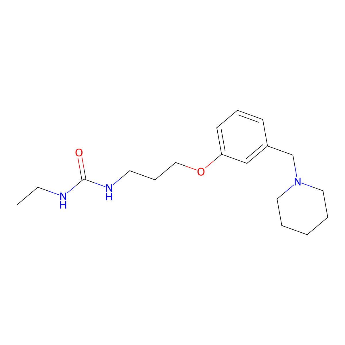 N-Ethyl-N'-(3-(3-(piperidinomethyl)phenoxy)propyl)urea molecular structure, CAS 120958-90-9