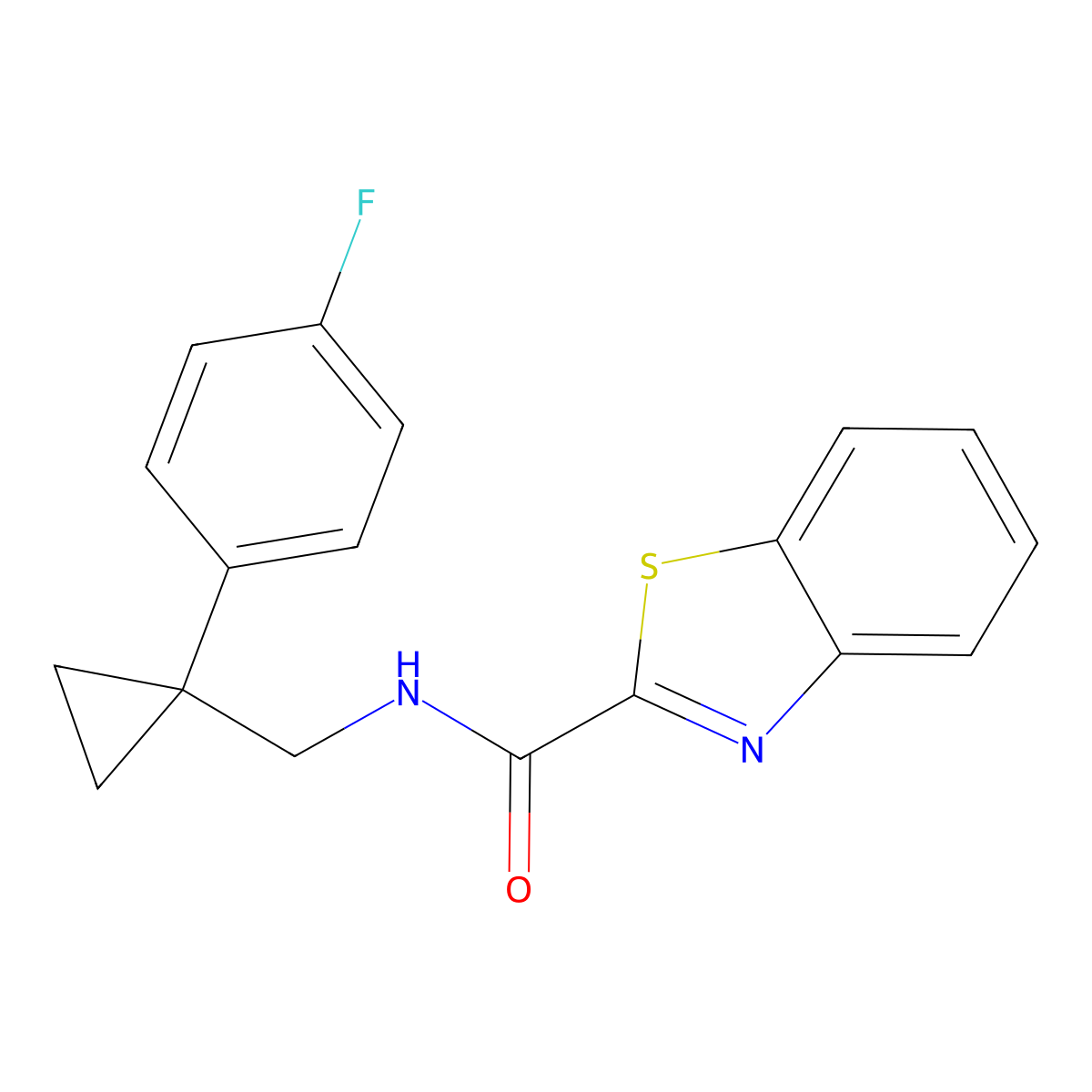 N-((1-(4-fluorophenyl)cyclopropyl)methyl)benzo[d]thiazole-2-carboxamide molecular structure, CAS 1209583-41-4