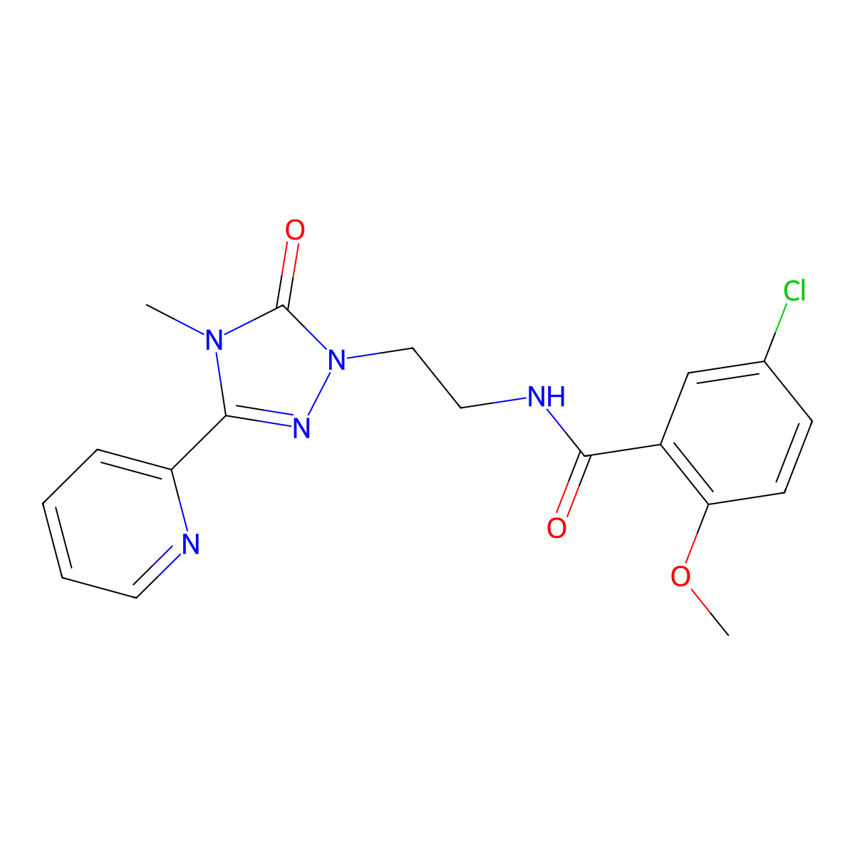 5-chloro-2-methoxy-N-{2-[4-methyl-5-oxo-3-(pyridin-2-yl)-4,5-dihydro-1H-1,2,4-triazol-1-yl]ethyl}benzamide molecular structure, CAS 1209585-86-3