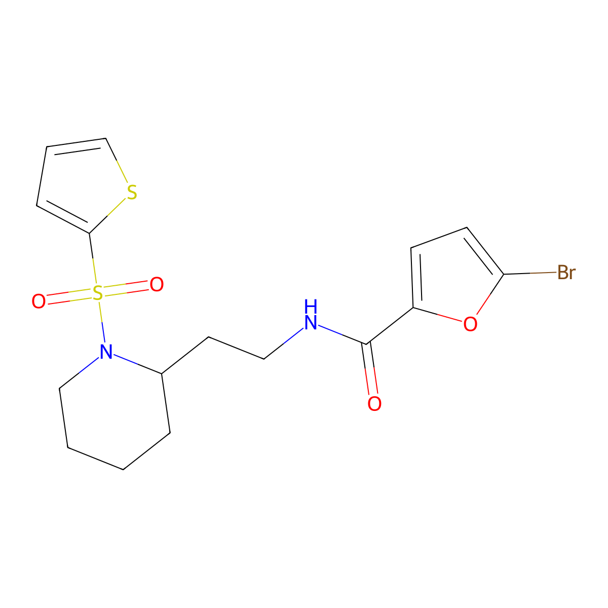 5-bromo-N-(2-(1-(thiophen-2-ylsulfonyl)piperidin-2-yl)ethyl)furan-2-carboxamide molecular structure, CAS 1209593-15-6