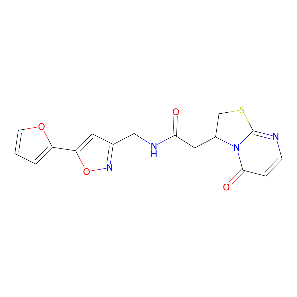 N-((5-(furan-2-yl)isoxazol-3-yl)methyl)-2-(5-oxo-3,5-dihydro-2H-thiazolo[3,2-a]pyrimidin-3-yl)acetamide molecular structure, CAS 1209596-75-7