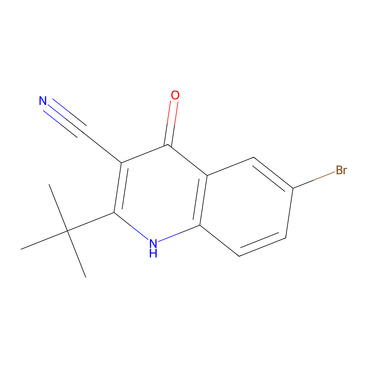 6-Bromo-2-tert-butyl-4-oxo-1,4-dihydroquinoline-3-carbonitrile molecular structure, CAS 1209597-12-5