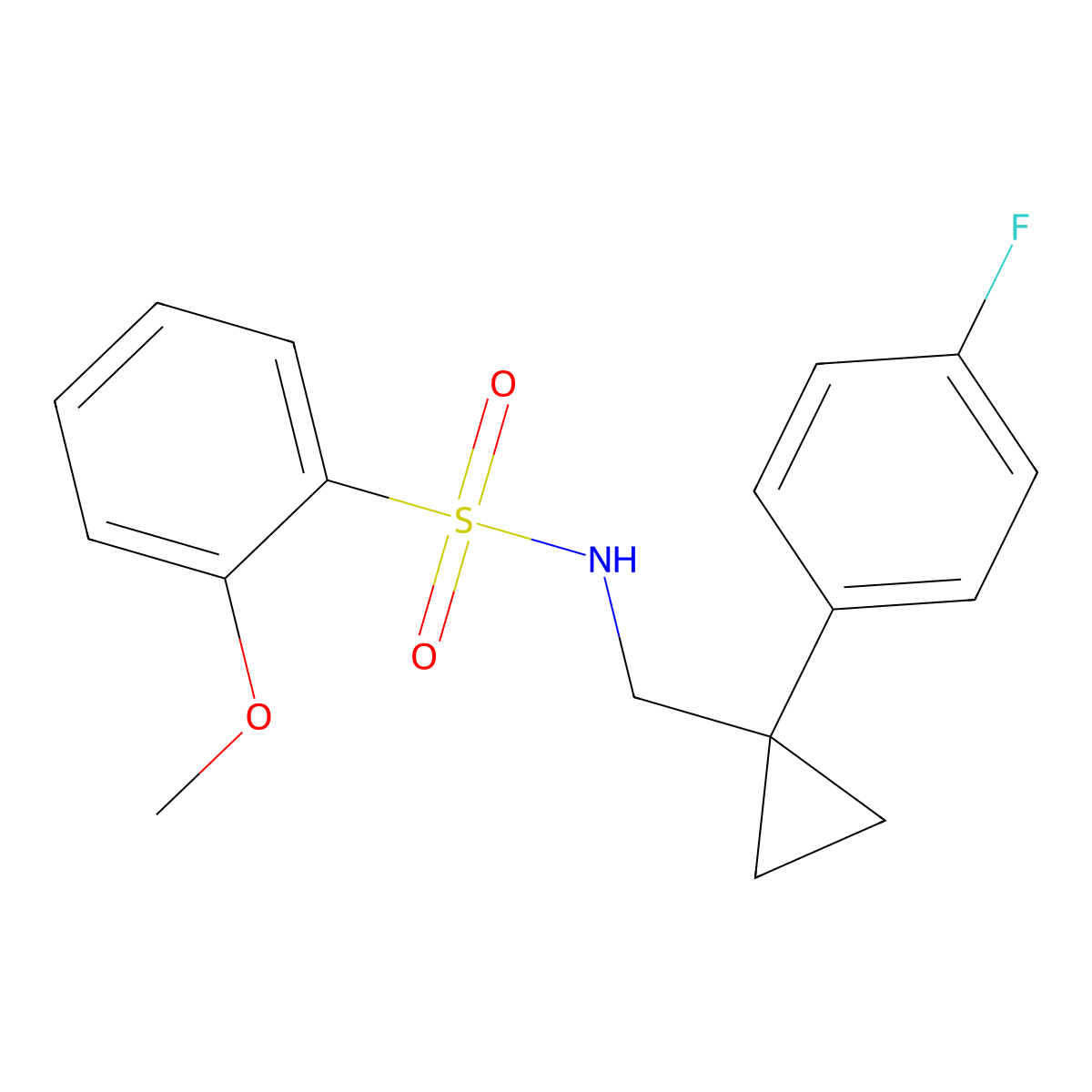 N-((1-(4-fluorophenyl)cyclopropyl)methyl)-2-methoxybenzenesulfonamide molecular structure, CAS 1209597-67-0