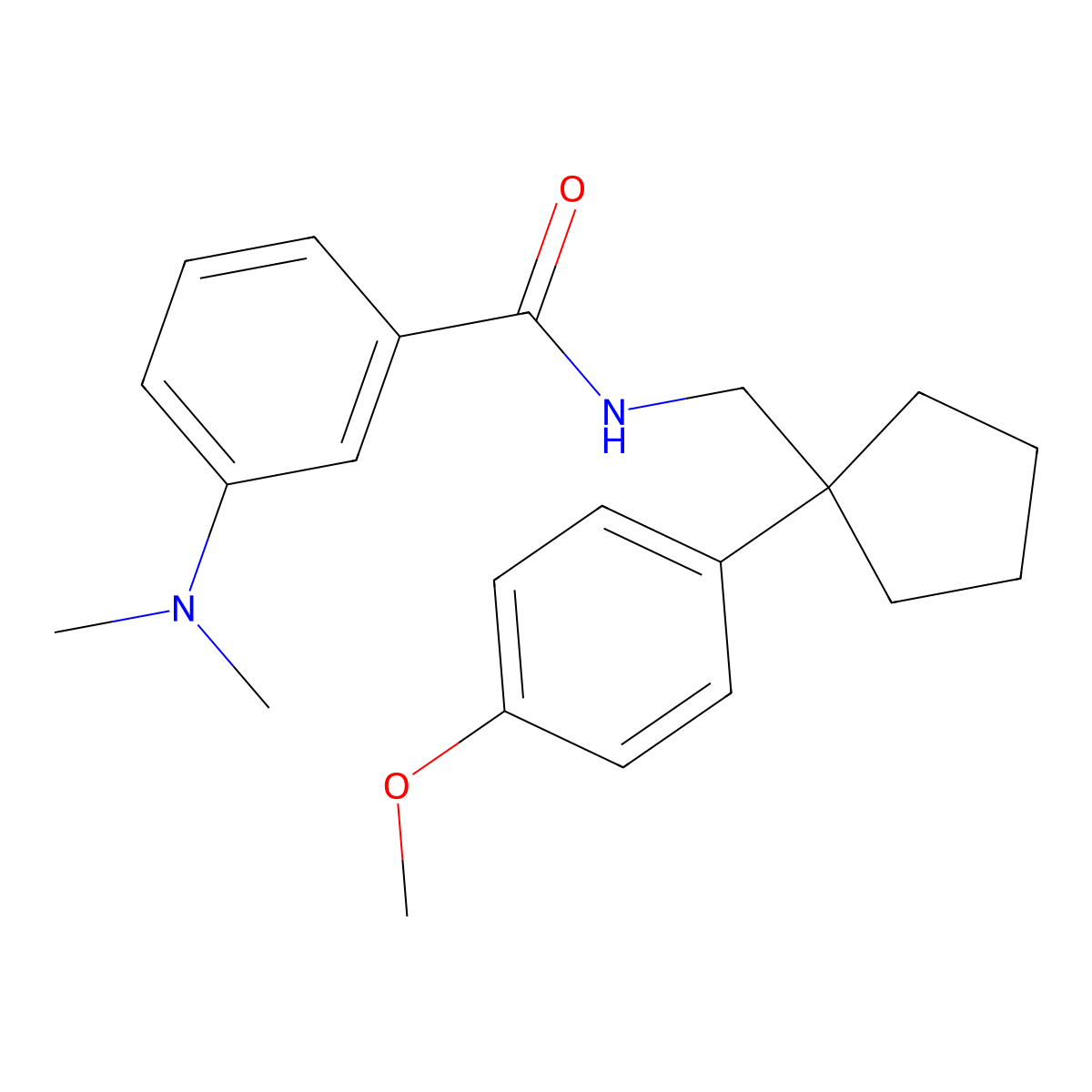 3-(dimethylamino)-N-((1-(4-methoxyphenyl)cyclopentyl)methyl)benzamide molecular structure, CAS 1209605-44-6