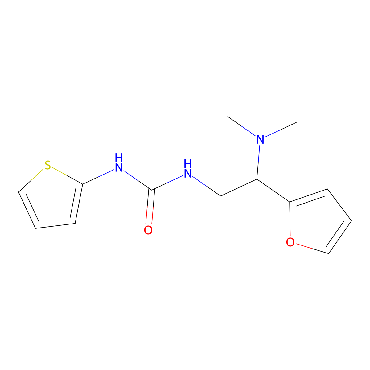 1-[2-(Dimethylamino)-2-(furan-2-yl)ethyl]-3-(thiophen-2-yl)urea molecular structure, CAS 1209608-90-1
