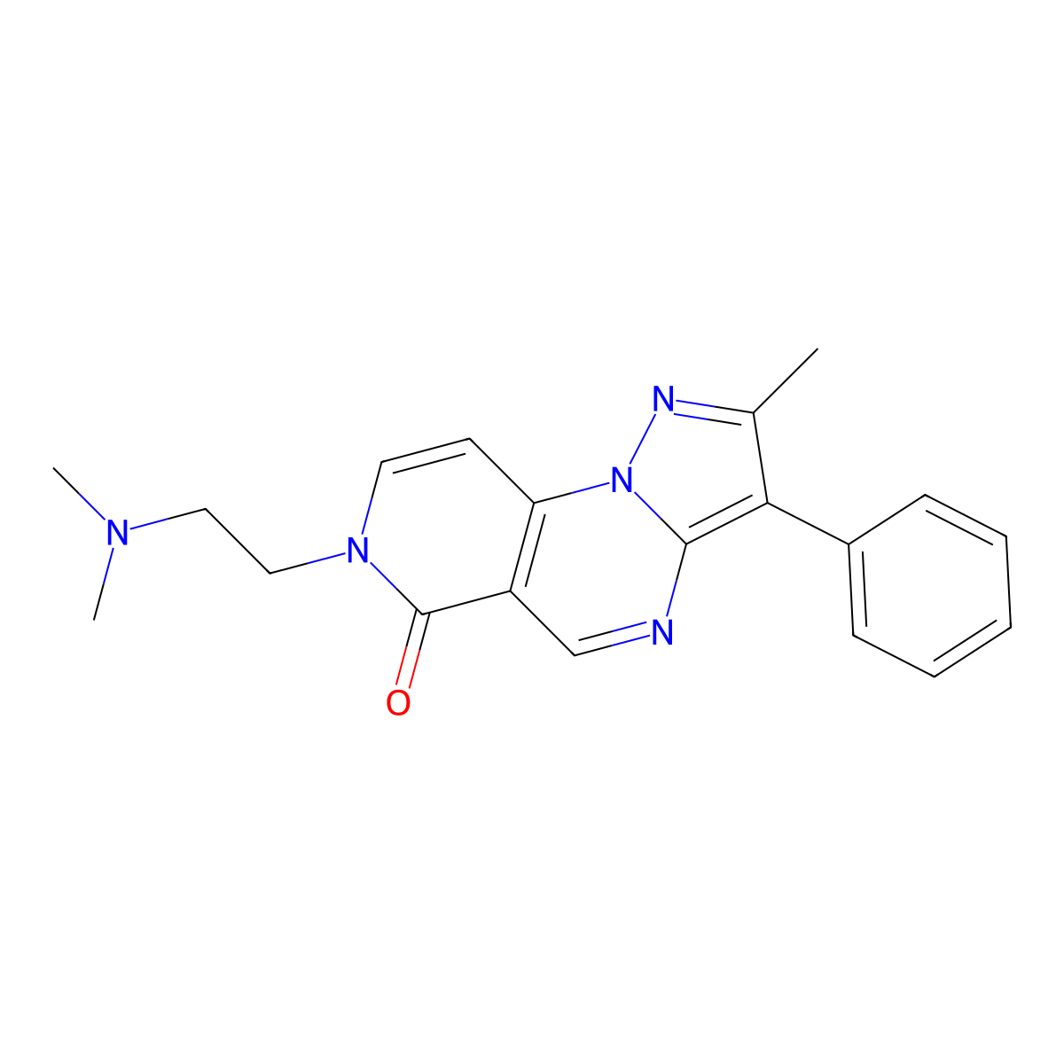 7-(2-(dimethylamino)ethyl)-2-methyl-3-phenylpyrazolo[1,5-a]pyrido[3,4-e]pyrimidin-6(7H)-one molecular structure, CAS 1209609-18-6