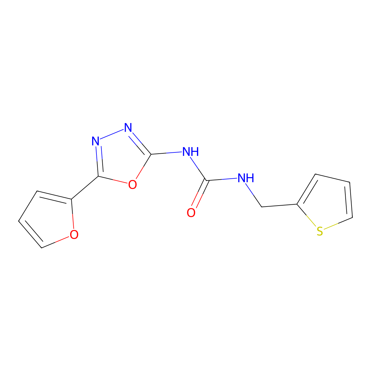 1-(5-(Furan-2-yl)-1,3,4-oxadiazol-2-yl)-3-(thiophen-2-ylmethyl)urea molecular structure, CAS 1209611-14-2