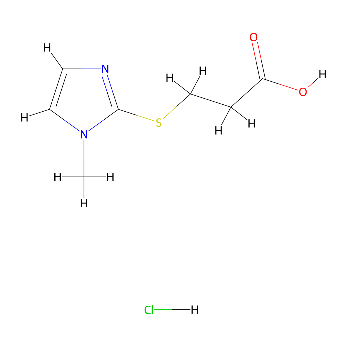 3-[(1-methyl-1H-imidazol-2-yl)sulfanyl]propanoic acid hydrochloride molecular structure, CAS 1209612-48-5