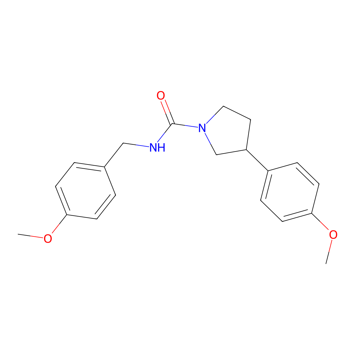 3-(4-methoxyphenyl)-N-[(4-methoxyphenyl)methyl]pyrrolidine-1-carboxamide molecular structure, CAS 1209615-00-8