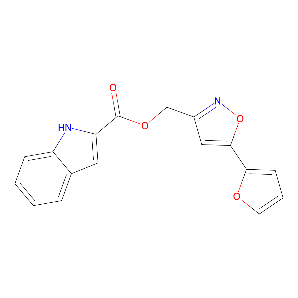 [5-(furan-2-yl)-1,2-oxazol-3-yl]methyl 1H-indole-2-carboxylate molecular structure, CAS 1209615-14-4