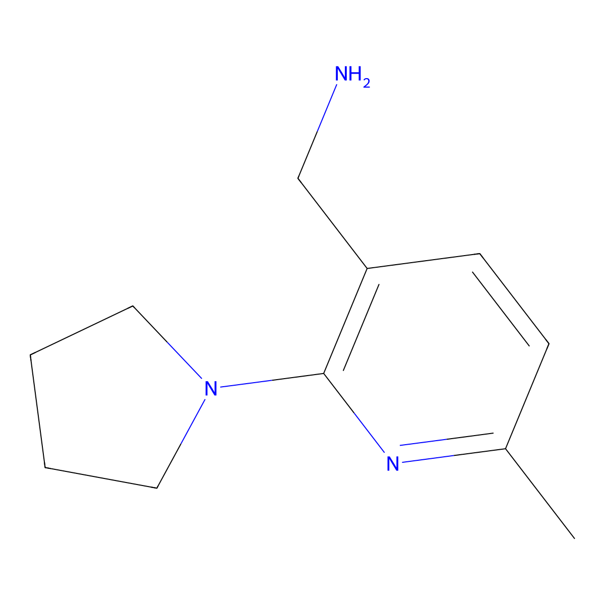 (6-Methyl-2-(pyrrolidin-1-yl)pyridin-3-yl)methanamine molecular structure, CAS 1209616-87-4