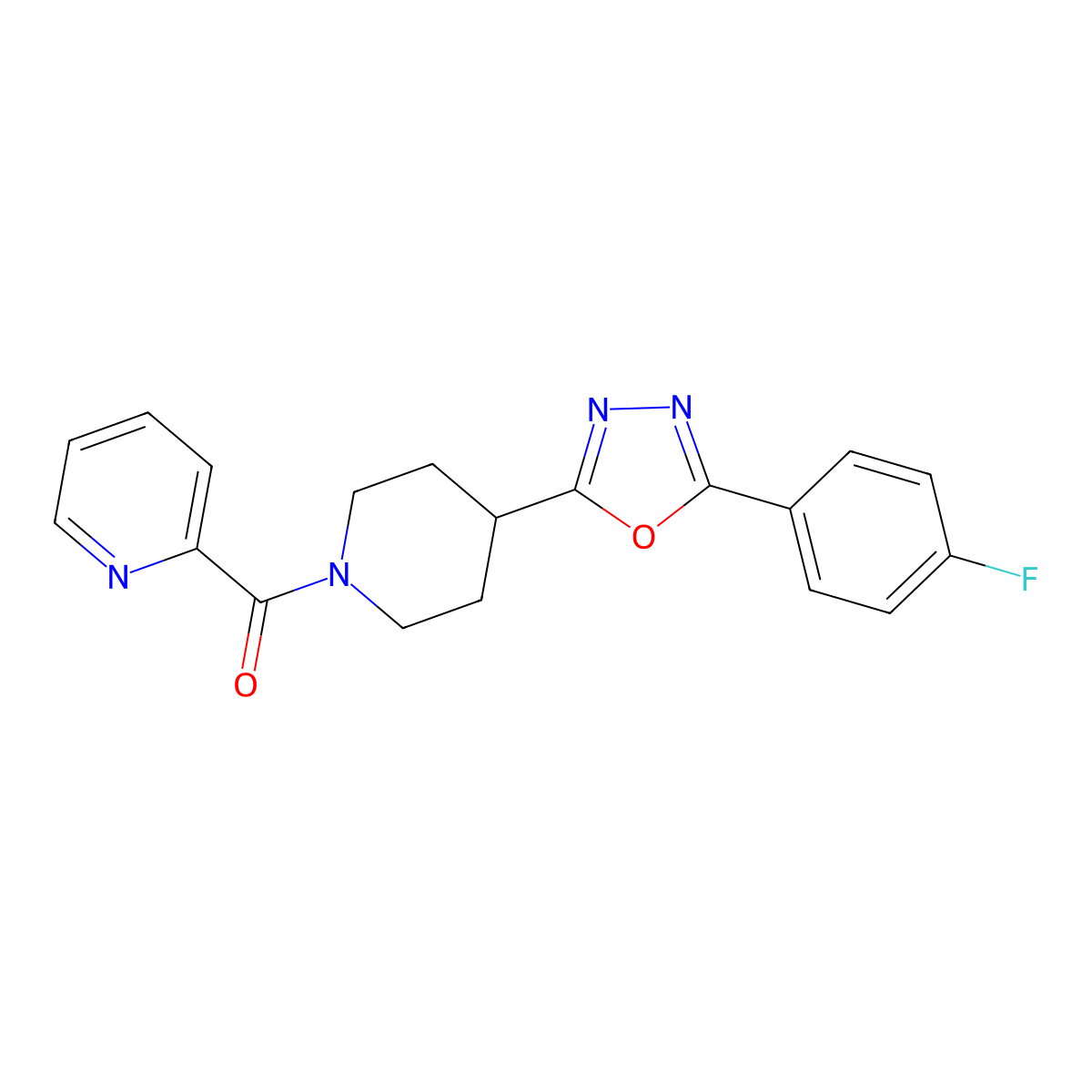 (4-(5-(4-Fluorophenyl)-1,3,4-oxadiazol-2-yl)piperidin-1-yl)(pyridin-2-yl)methanone molecular structure, CAS 1209617-91-3