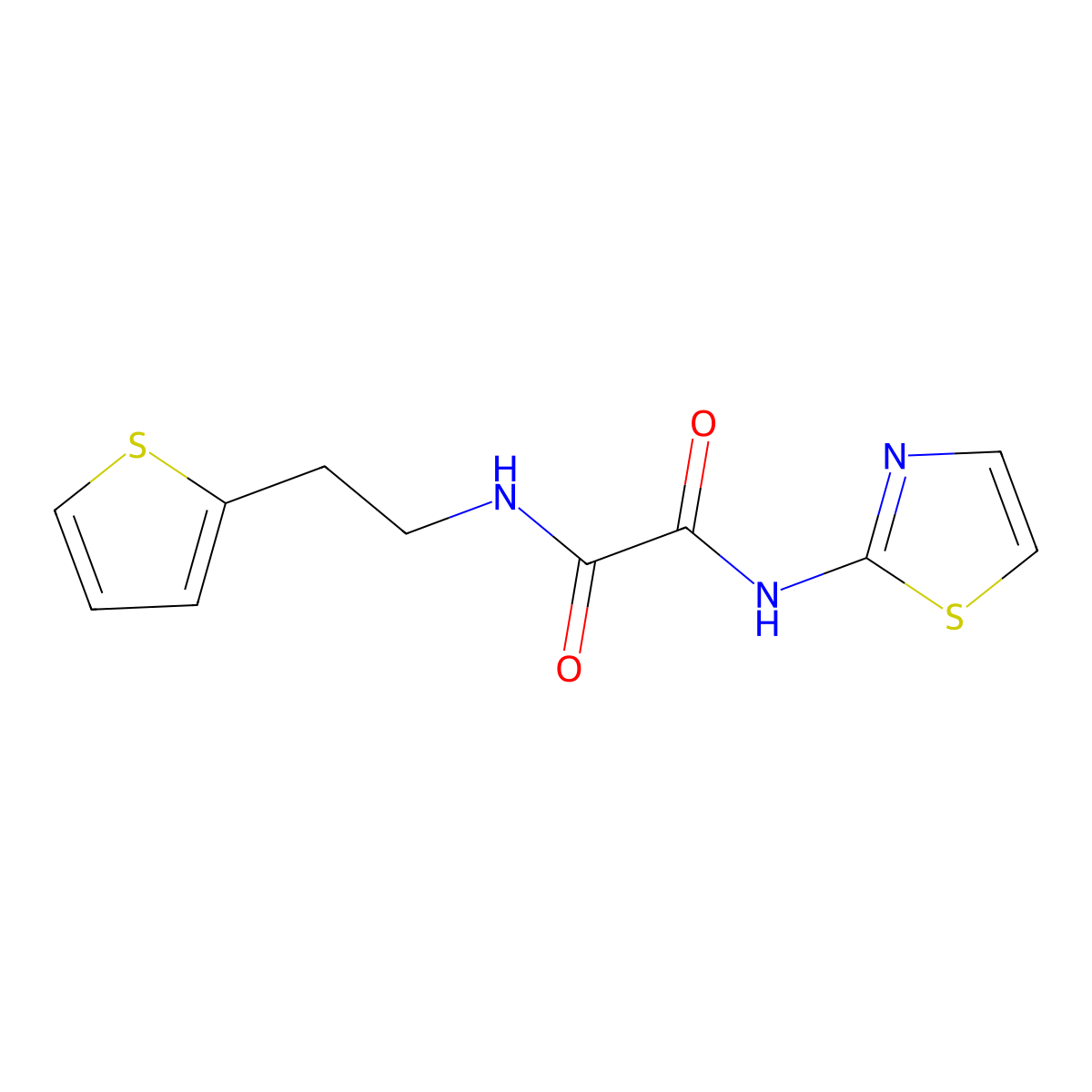 N1-(thiazol-2-yl)-N2-(2-(thiophen-2-yl)ethyl)oxalamide molecular structure, CAS 1209618-96-1
