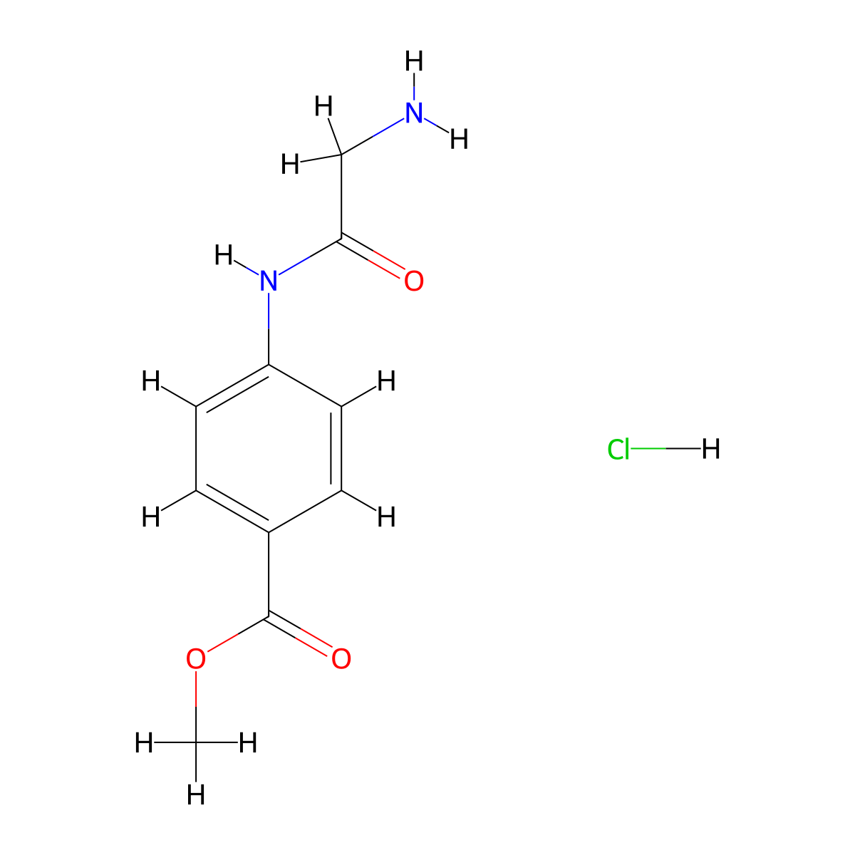 Methyl 4-(2-aminoacetamido)benzoate hydrochloride molecular structure, CAS 1209619-38-4