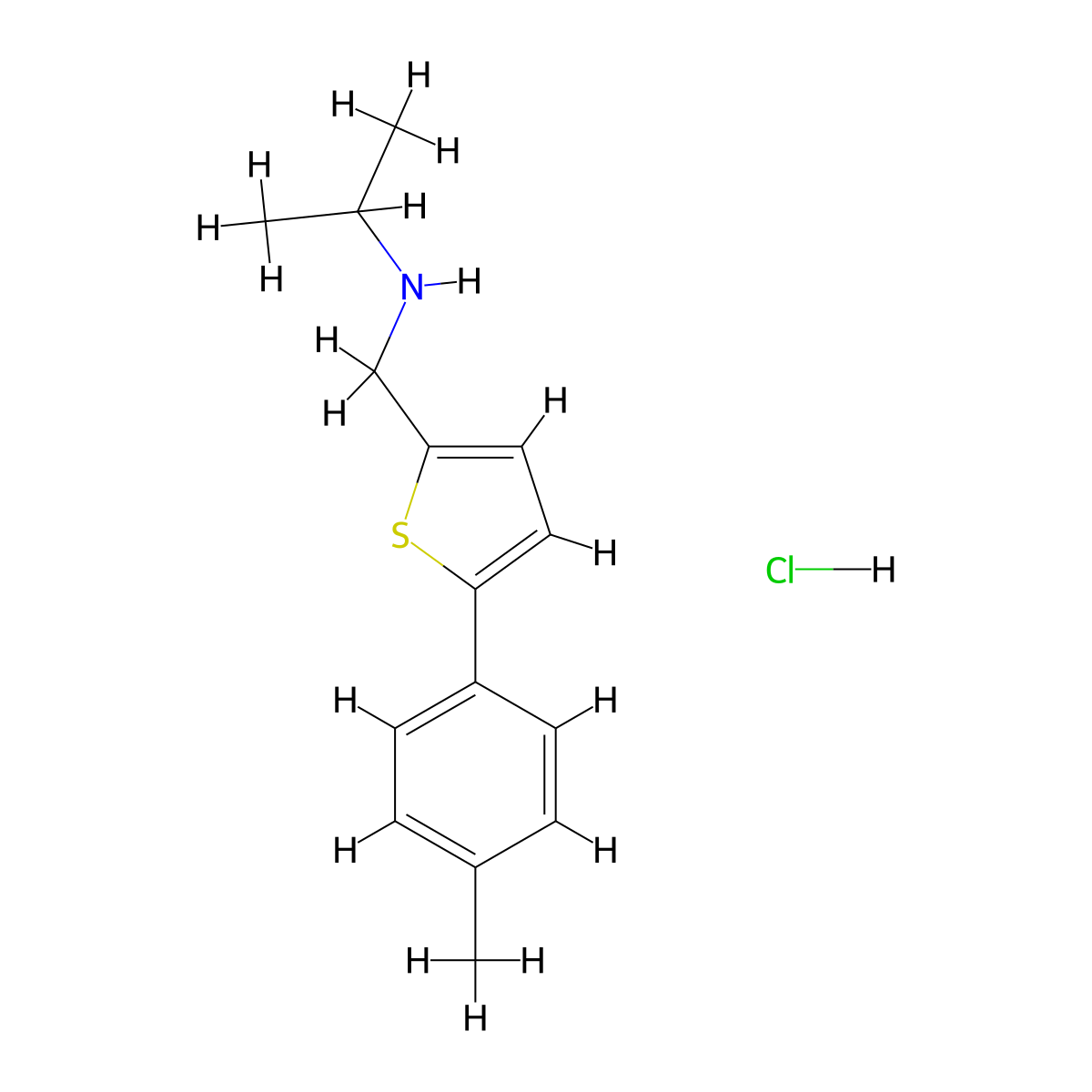 {[5-(4-Methylphenyl)thiophen-2-yl]methyl}(propan-2-yl)amine hydrochloride molecular structure, CAS 1209619-87-3