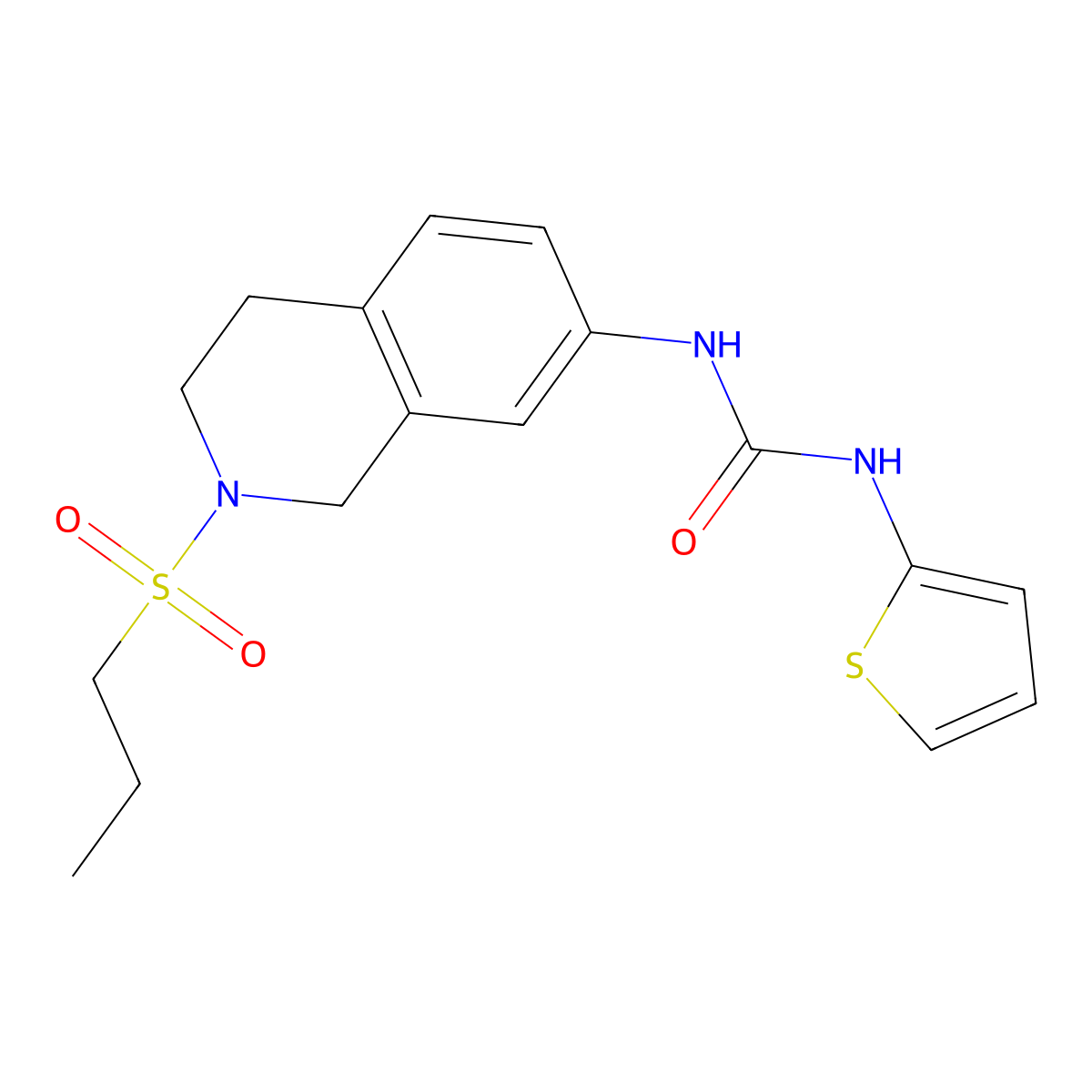 1-(2-(Propylsulfonyl)-1,2,3,4-tetrahydroisoquinolin-7-yl)-3-(thiophen-2-yl)urea molecular structure, CAS 1209621-89-5