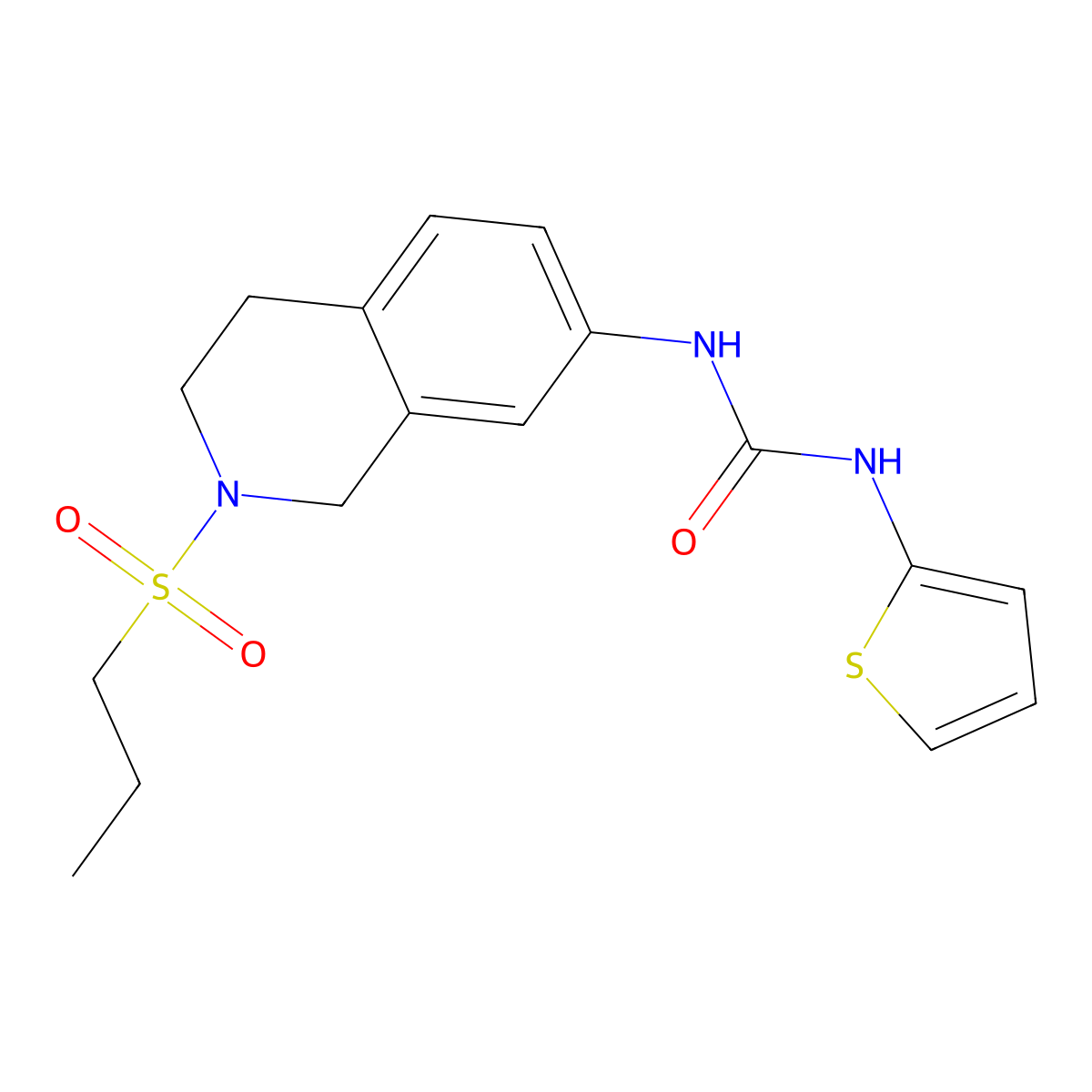 1-(2-(Propylsulfonyl)-1,2,3,4-tetrahydroisoquinolin-7-yl)-3-(thiophen-2-yl)urea molecular structure, CAS 1209621-89-5