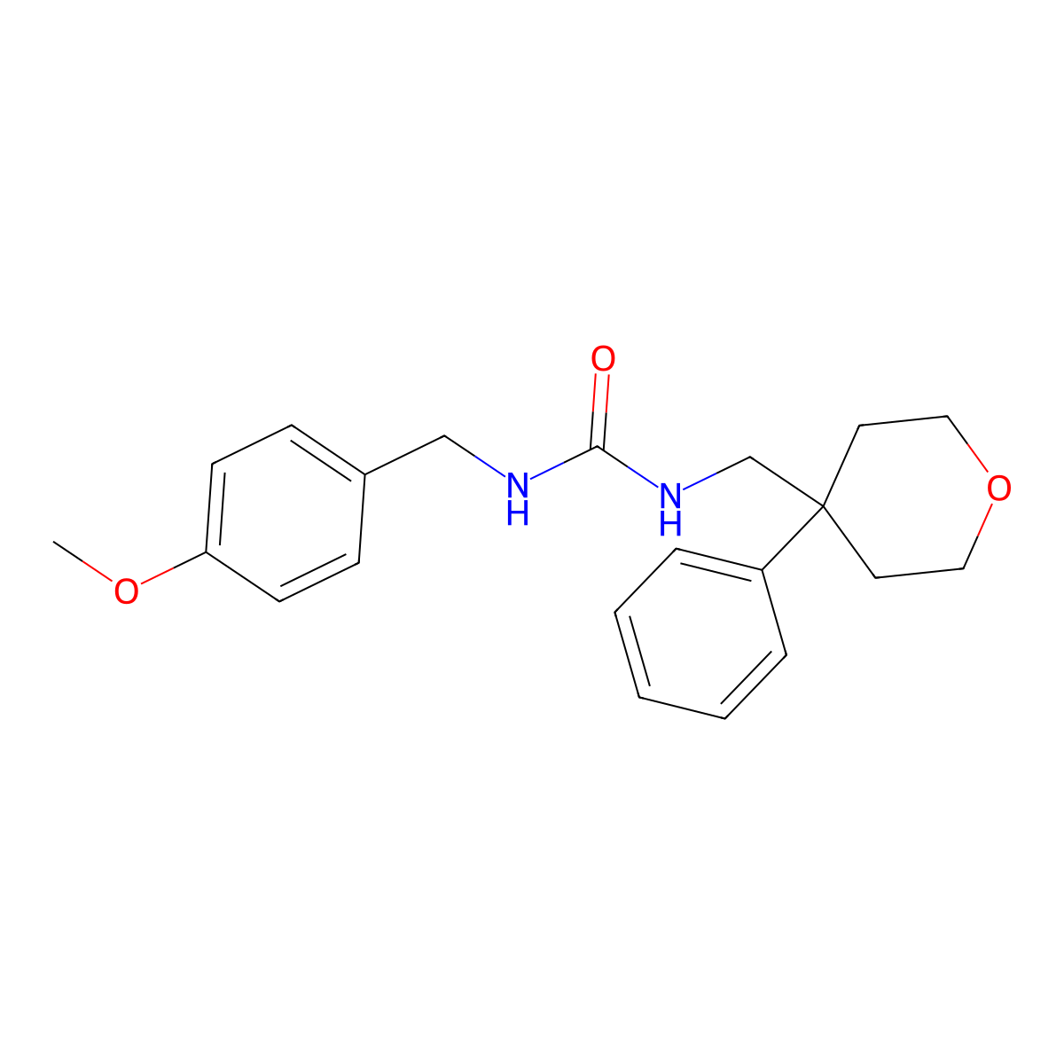 1-[(4-Methoxyphenyl)methyl]-3-[(4-phenyloxan-4-yl)methyl]urea molecular structure, CAS 1209624-97-4