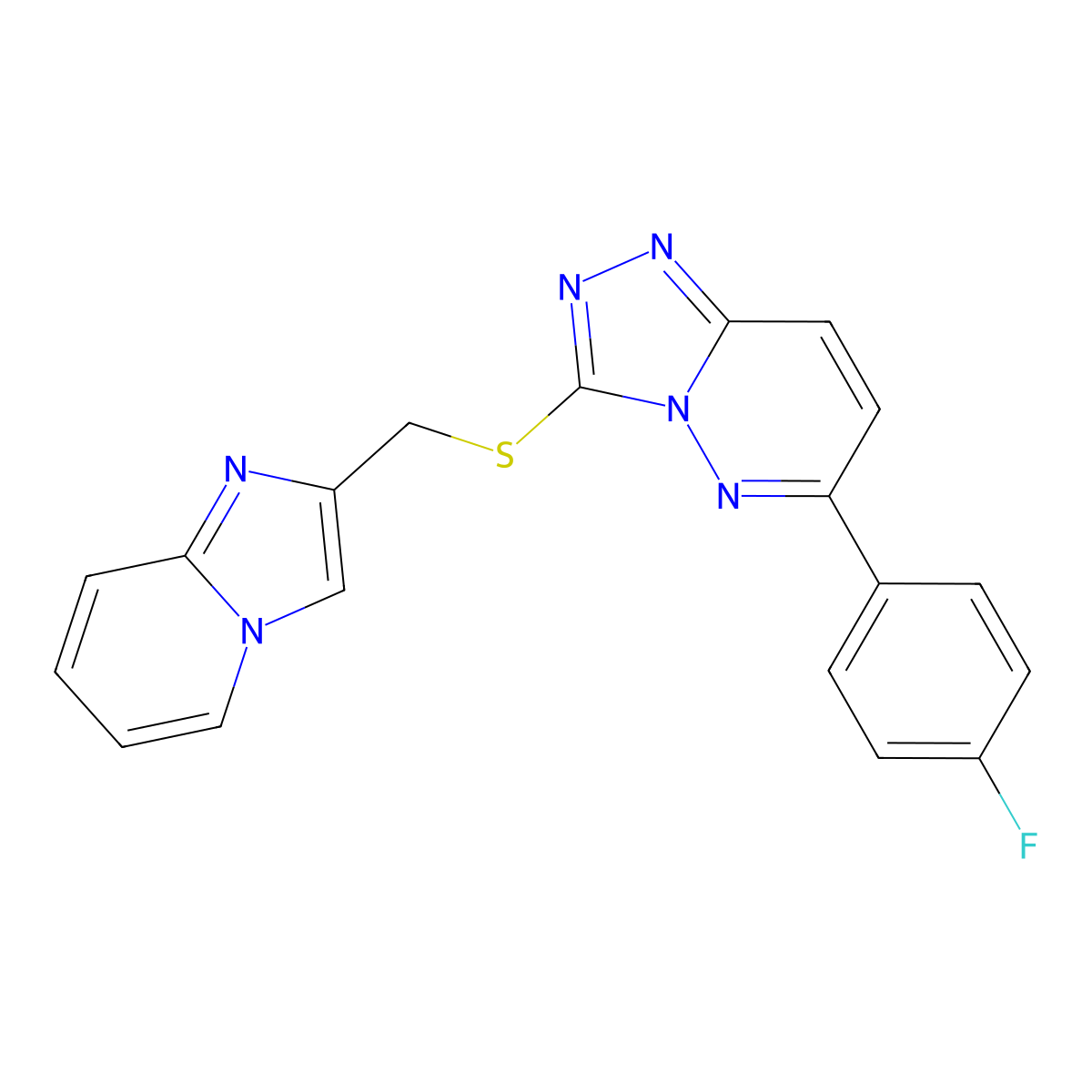 6-(4-Fluorophenyl)-3-((imidazo[1,2-a]pyridin-2-ylmethyl)thio)-[1,2,4]triazolo[4,3-b]pyridazine molecular structure, CAS 1209625-19-3