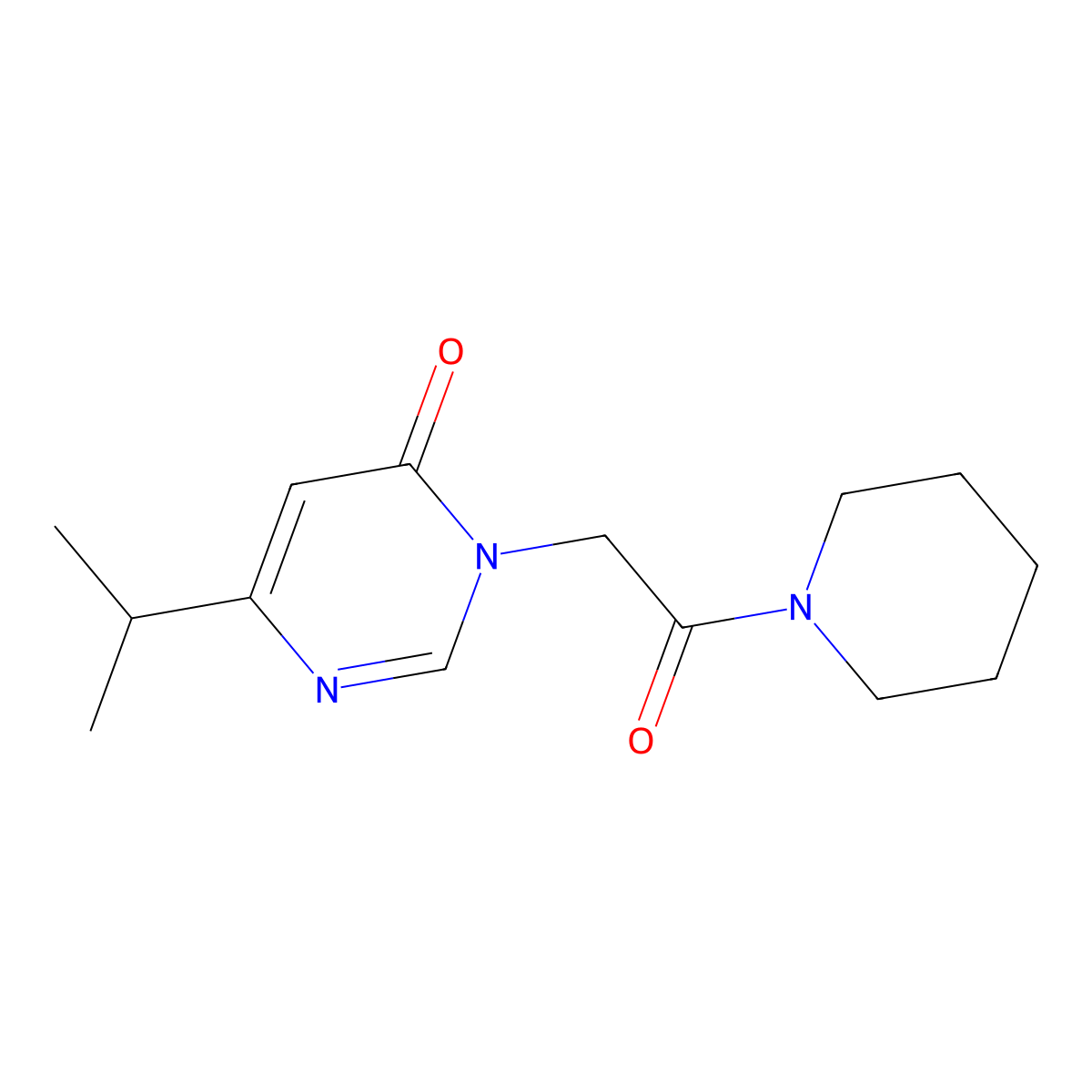 6-isopropyl-3-(2-oxo-2-(piperidin-1-yl)ethyl)pyrimidin-4(3H)-one molecular structure, CAS 1209626-50-5