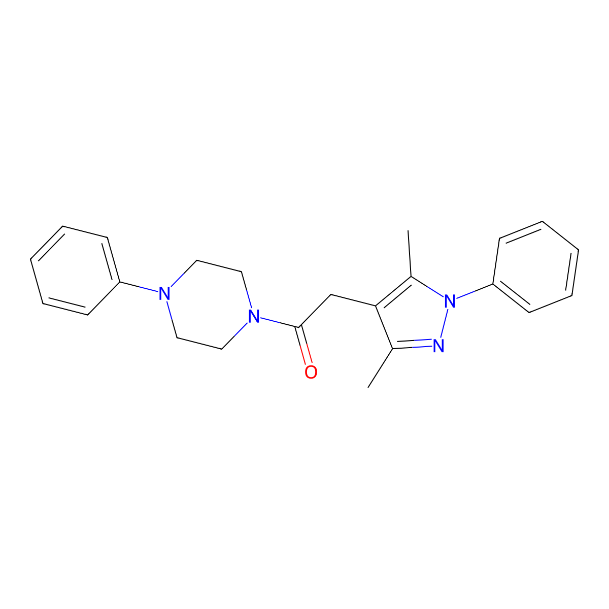 2-(3,5-dimethyl-1-phenyl-1H-pyrazol-4-yl)-1-(4-phenylpiperazin-1-yl)ethanone molecular structure, CAS 1209626-54-9