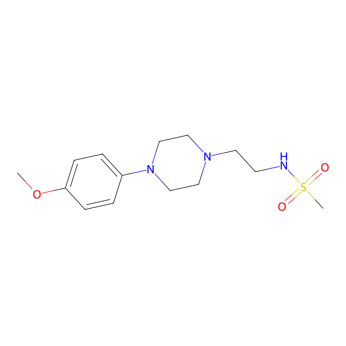 N-(2-(4-(4-methoxyphenyl)piperazin-1-yl)ethyl)methanesulfonamide molecular structure, CAS 1209628-22-7