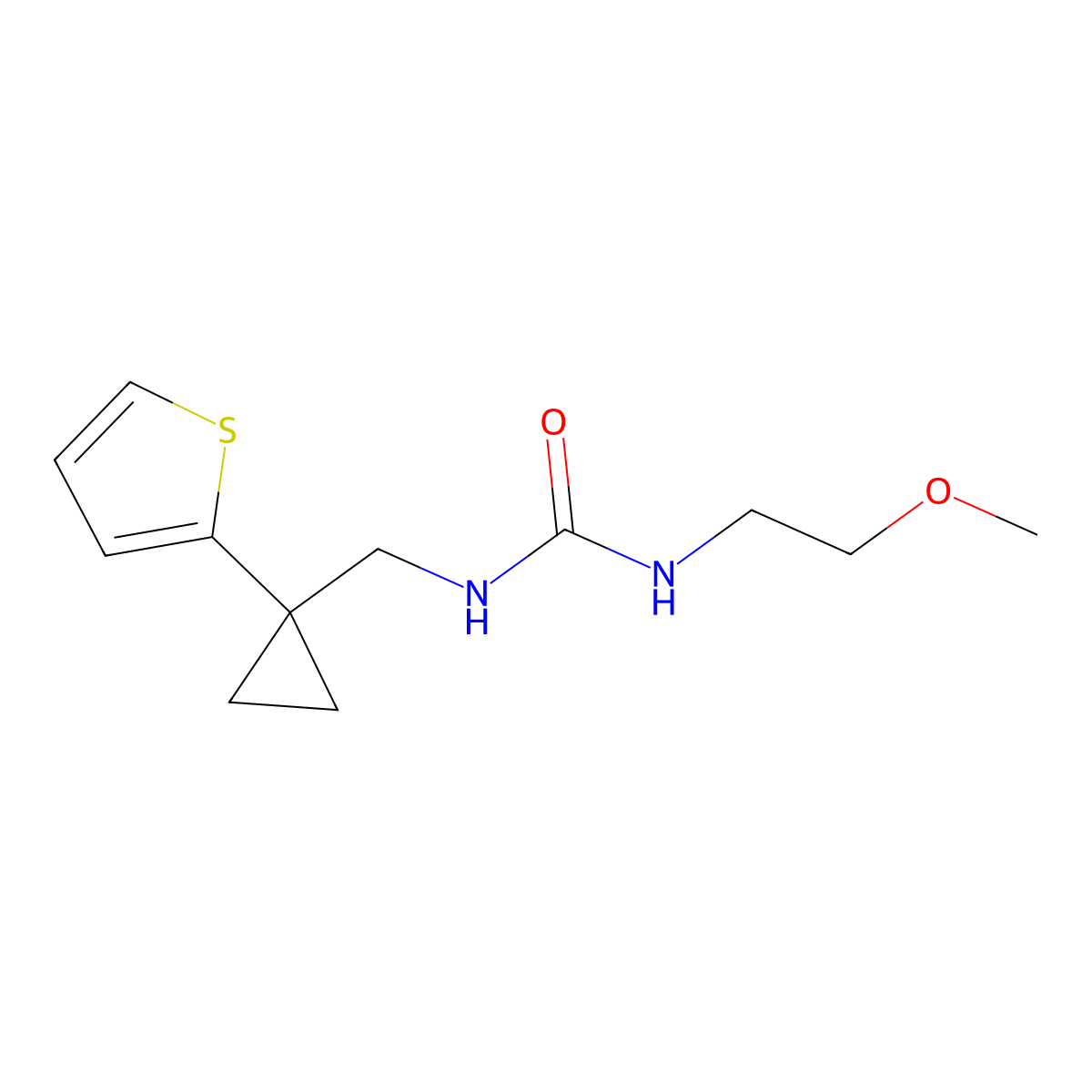 1-(2-Methoxyethyl)-3-((1-(thiophen-2-yl)cyclopropyl)methyl)urea molecular structure, CAS 1209629-26-4