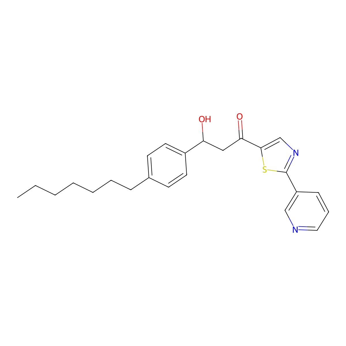 3-(4-Heptylphenyl)-3-hydroxy-1-[2-(pyridin-3-yl)-1,3-thiazol-5-yl]propan-1-one molecular structure, CAS 1209635-52-8