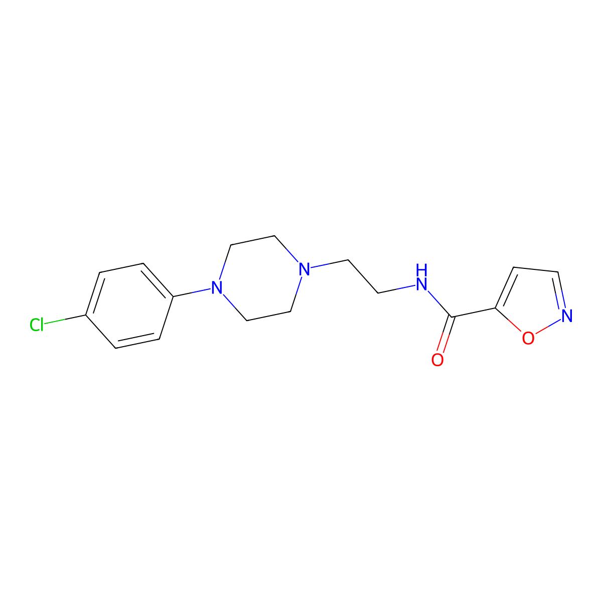 N-(2-(4-(4-chlorophenyl)piperazin-1-yl)ethyl)isoxazole-5-carboxamide molecular structure, CAS 1209635-73-3