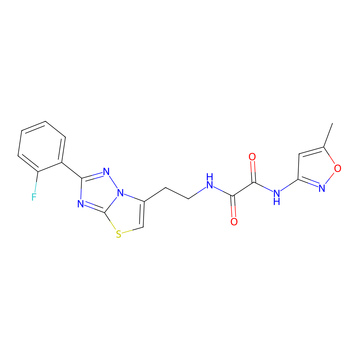 N1-(2-(2-(2-fluorophenyl)thiazolo[3,2-b][1,2,4]triazol-6-yl)ethyl)-N2-(5-methylisoxazol-3-yl)oxalamide molecular structure, CAS 1209637-49-9