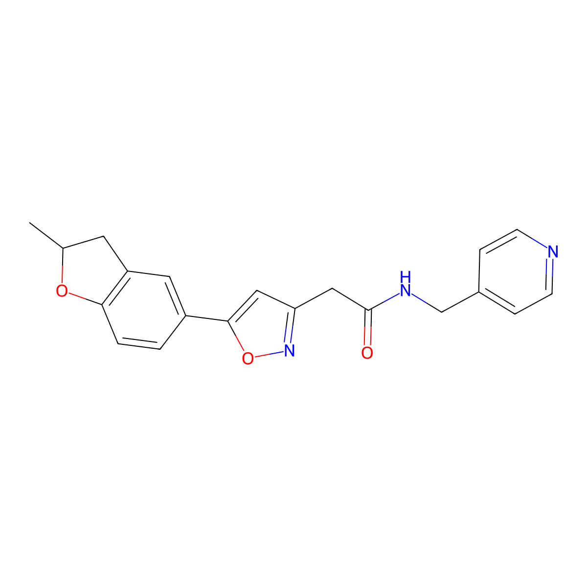 2-(5-(2-methyl-2,3-dihydrobenzofuran-5-yl)isoxazol-3-yl)-N-(pyridin-4-ylmethyl)acetamide molecular structure, CAS 1209640-28-7