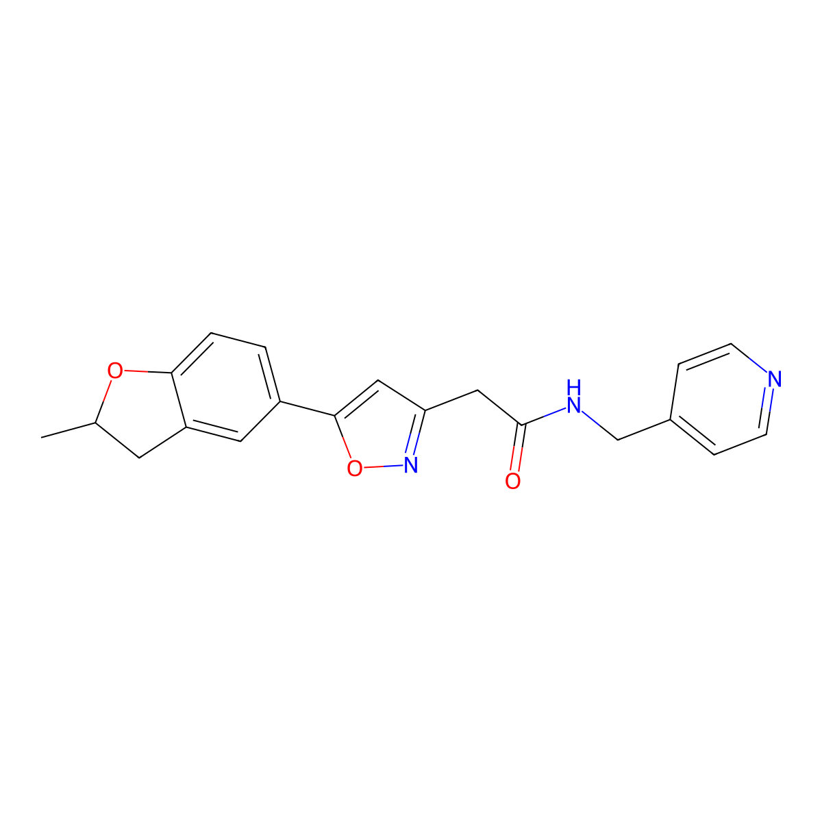 2-(5-(2-methyl-2,3-dihydrobenzofuran-5-yl)isoxazol-3-yl)-N-(pyridin-4-ylmethyl)acetamide molecular structure, CAS 1209640-28-7