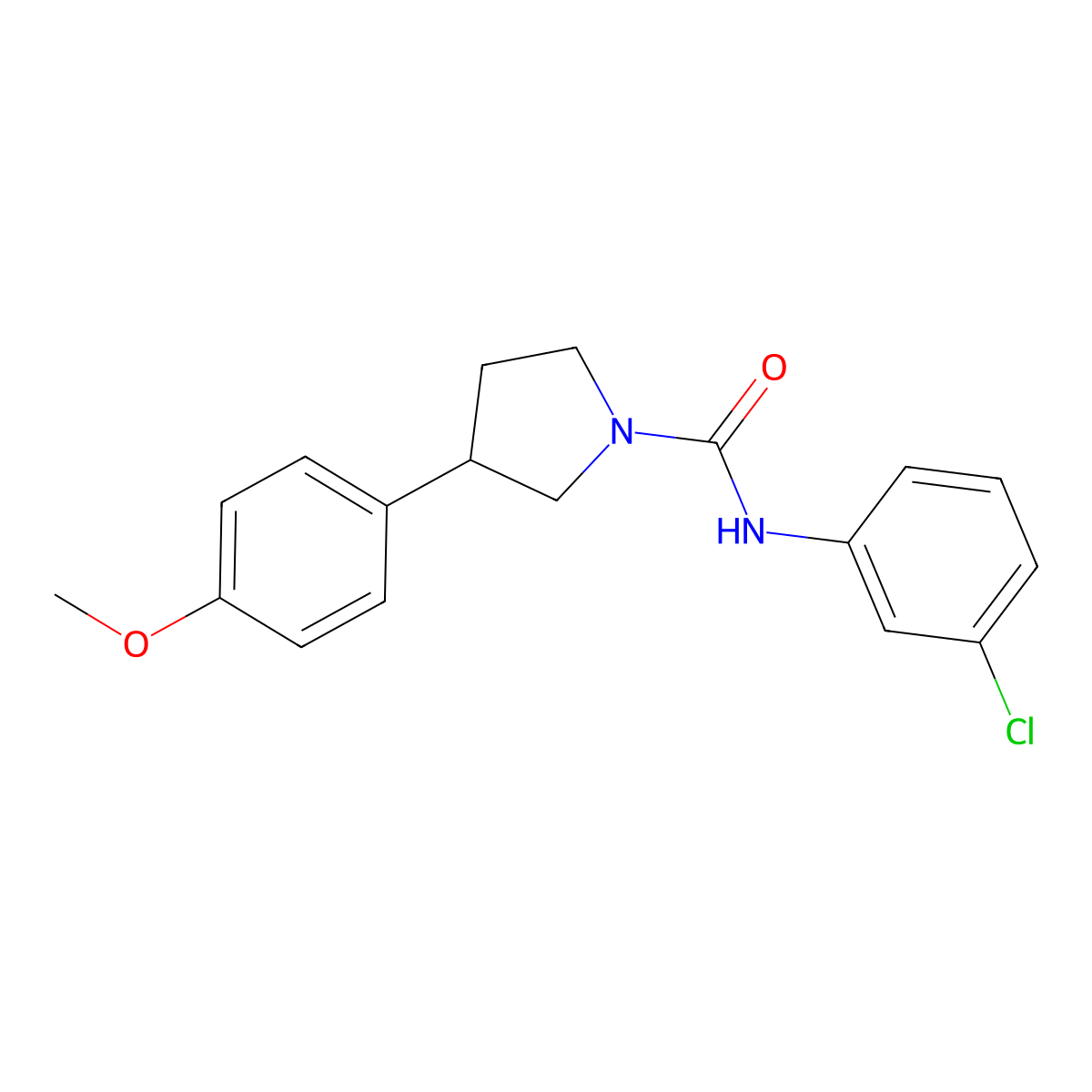 N-(3-chlorophenyl)-3-(4-methoxyphenyl)pyrrolidine-1-carboxamide molecular structure, CAS 1209643-27-5
