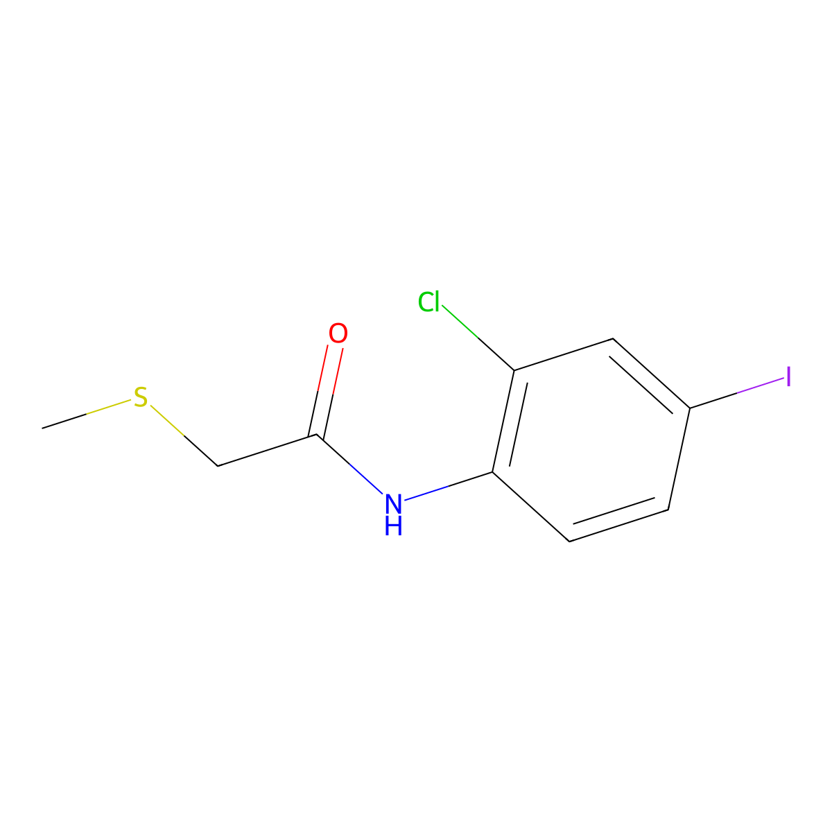 n-(2-Chloro-4-iodophenyl)-2-(methylthio)acetamide molecular structure, CAS 1209643-68-4