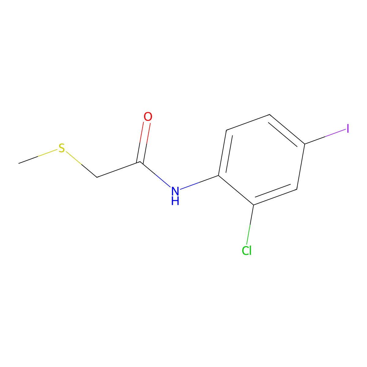 n-(2-Chloro-4-iodophenyl)-2-(methylthio)acetamide molecular structure, CAS 1209643-68-4