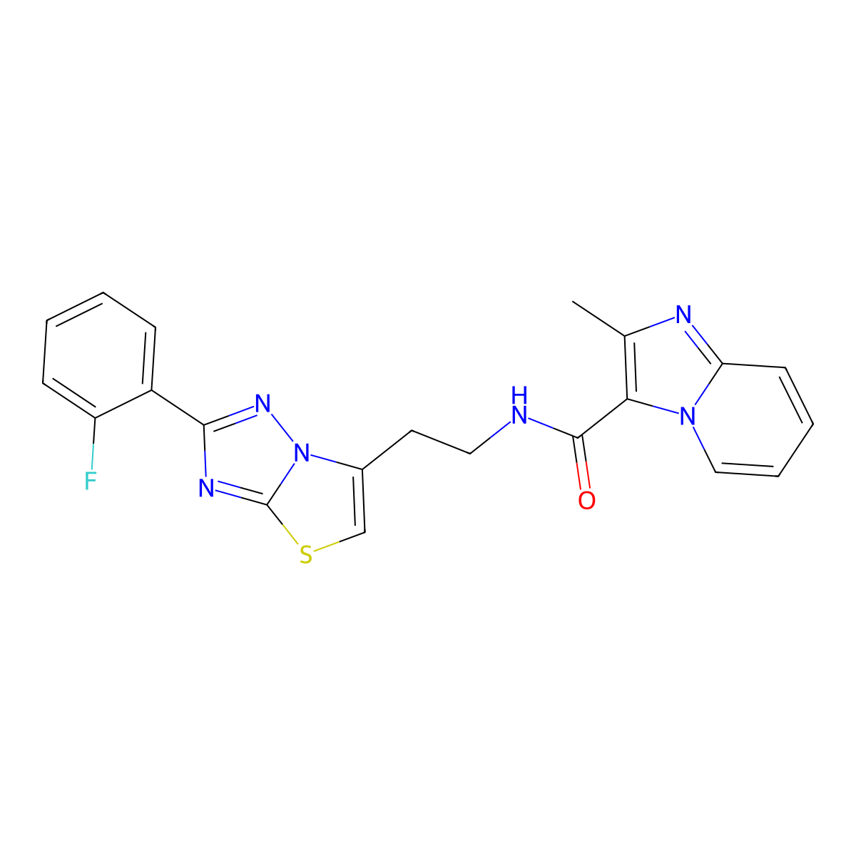 N-(2-(2-(2-fluorophenyl)thiazolo[3,2-b][1,2,4]triazol-6-yl)ethyl)-2-methylimidazo[1,2-a]pyridine-3-carboxamide molecular structure, CAS 1209647-30-2