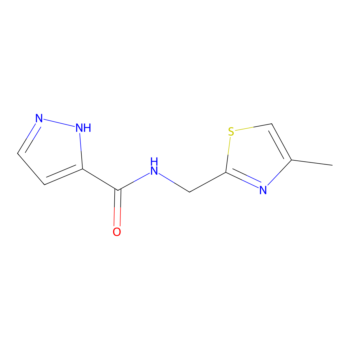 N-[(4-methyl-1,3-thiazol-2-yl)methyl]-1H-pyrazole-3-carboxamide molecular structure, CAS 1209647-58-4