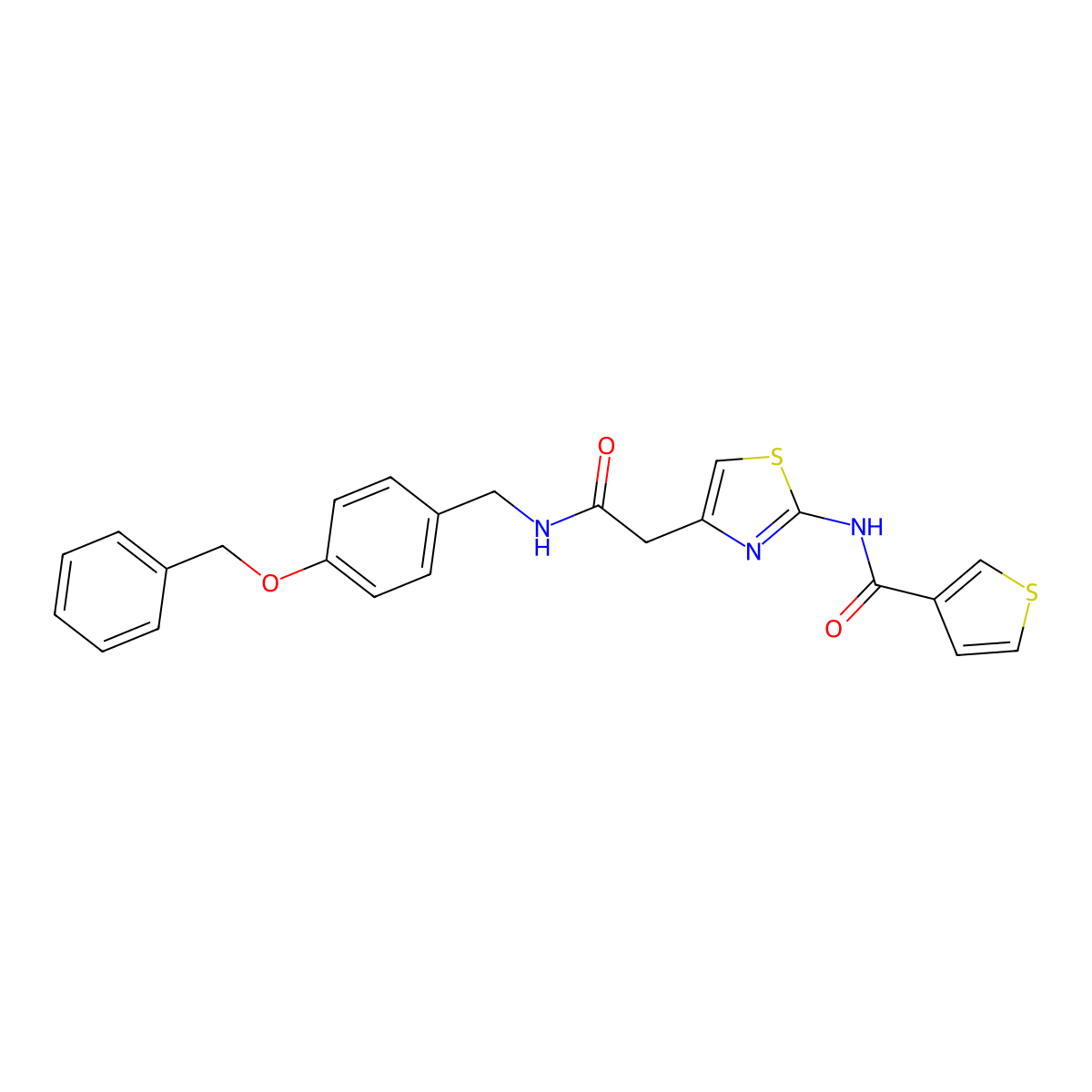 N-[[4-(Phenylmethoxy)phenyl]methyl]-2-[(3-thienylcarbonyl)amino]-4-thiazoleacetamide molecular structure, CAS 1209650-80-5