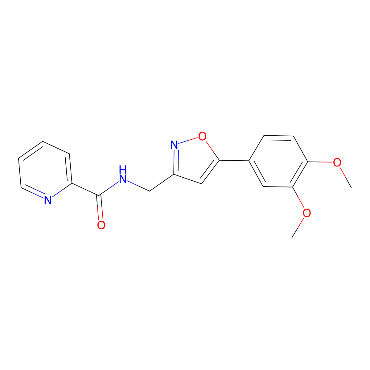 N-((5-(3,4-dimethoxyphenyl)isoxazol-3-yl)methyl)picolinamide molecular structure, CAS 1209651-27-3