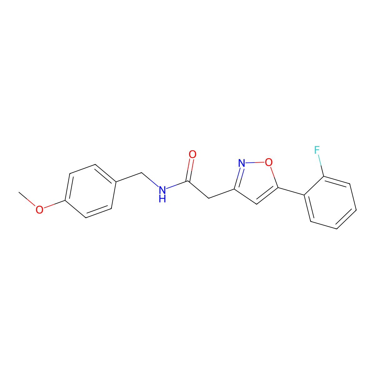 2-(5-(2-fluorophenyl)isoxazol-3-yl)-N-(4-methoxybenzyl)acetamide molecular structure, CAS 1209651-92-2
