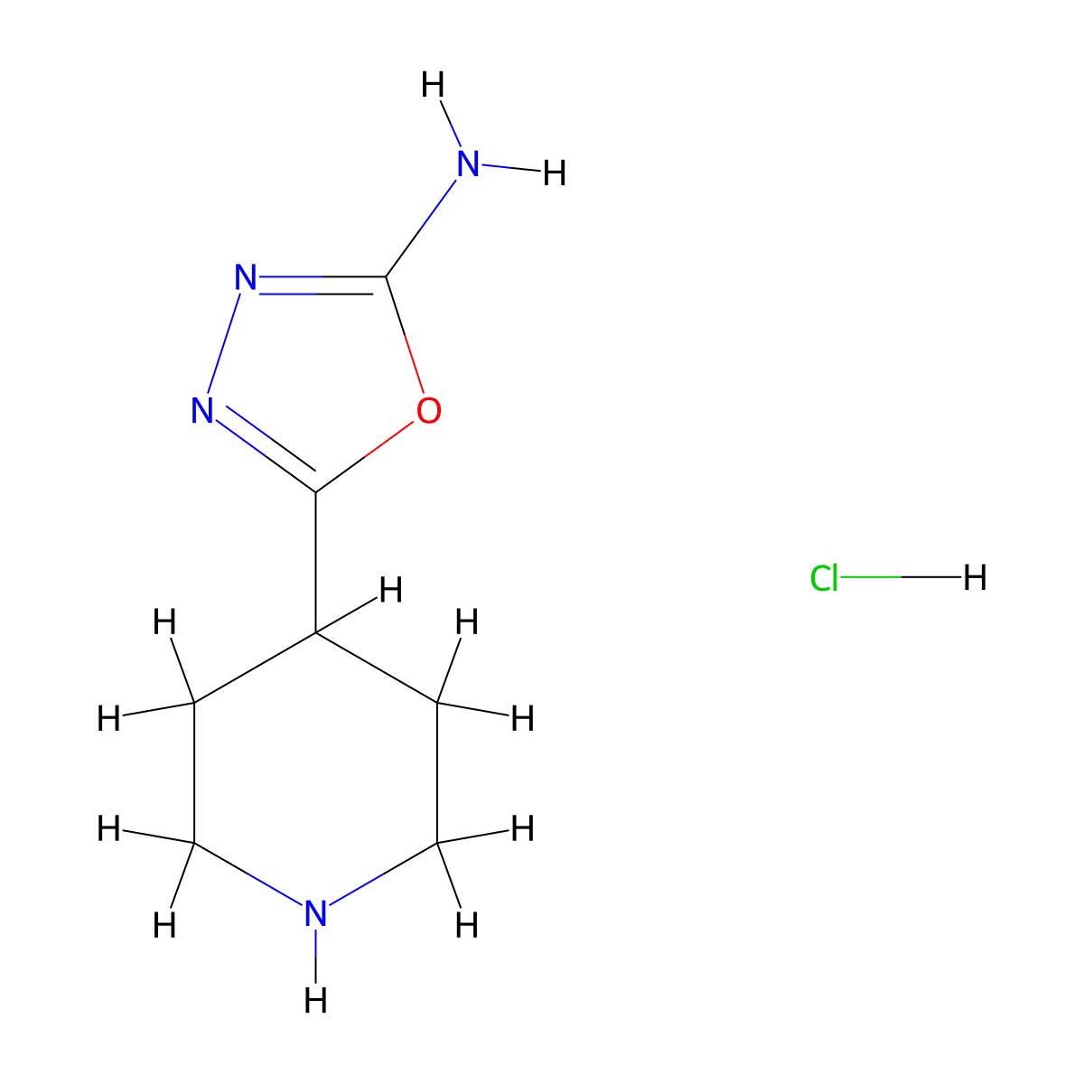 5-(Piperidin-4-yl)-1,3,4-oxadiazol-2-amine hydrochloride molecular structure, CAS 1209652-34-5