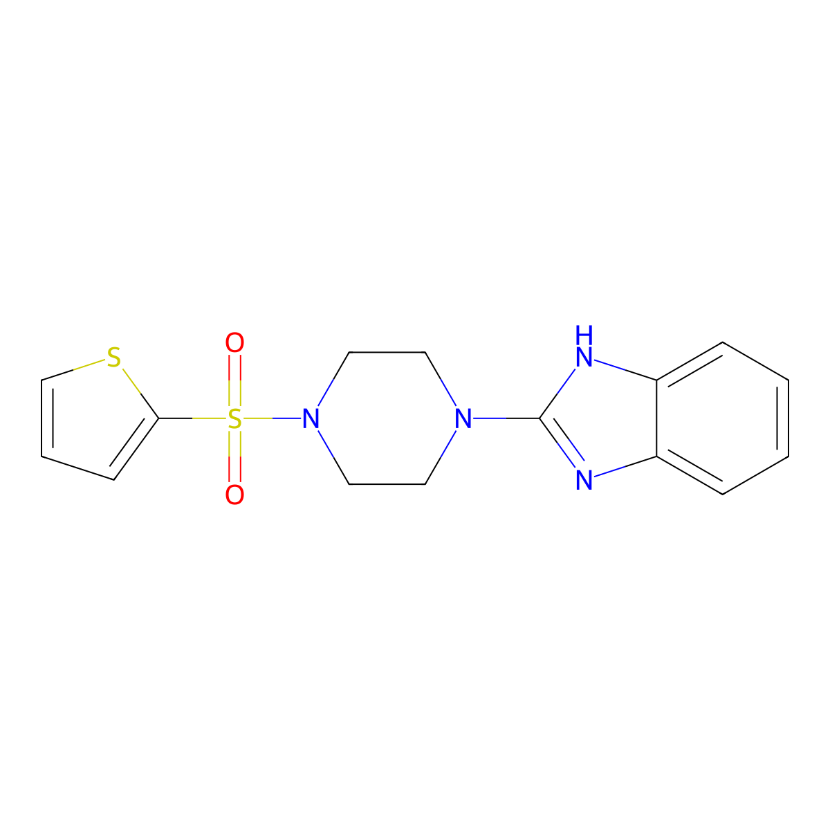 2-(4-(thiophen-2-ylsulfonyl)piperazin-1-yl)-1H-benzo[d]imidazole molecular structure, CAS 1209655-17-3