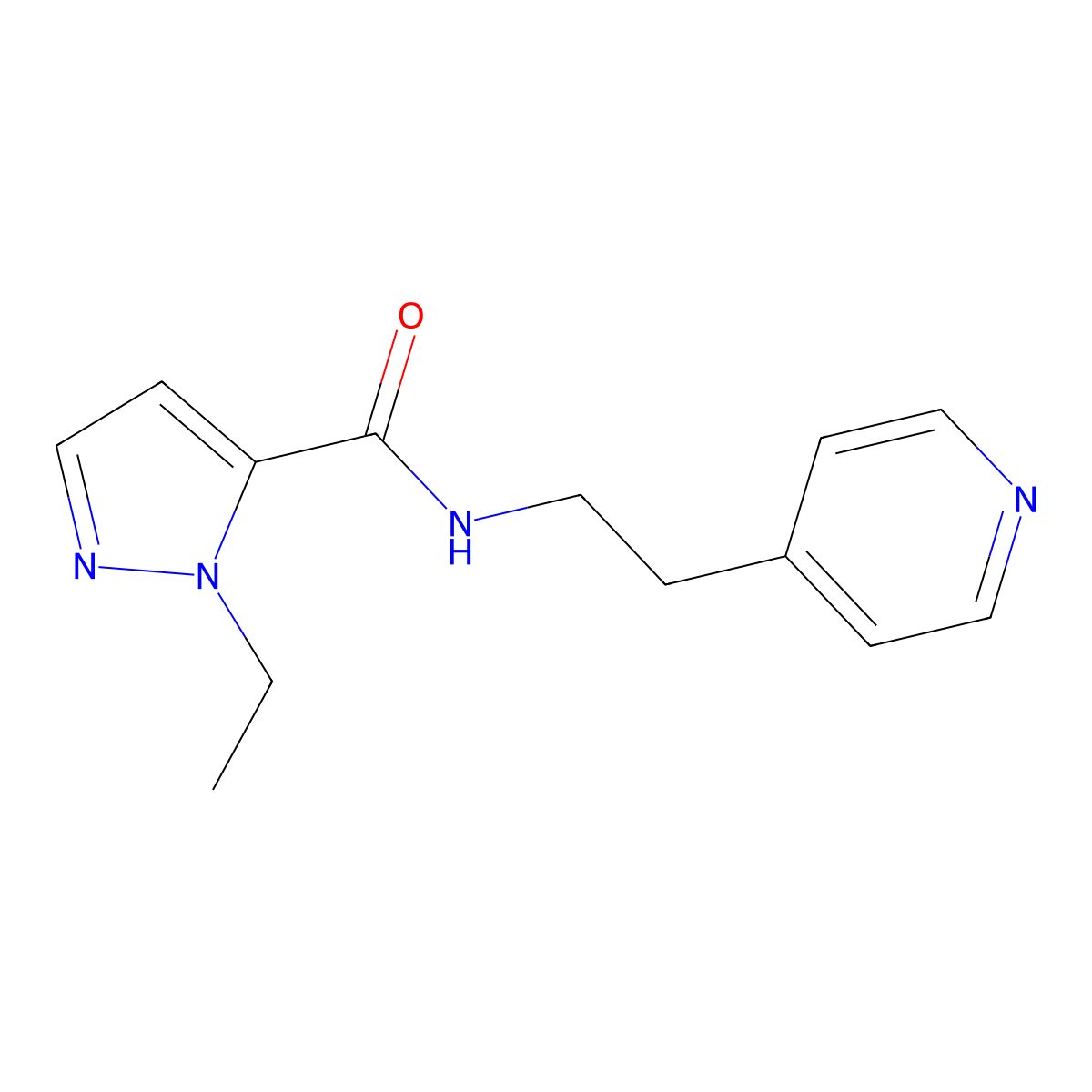1-ethyl-N-(2-(pyridin-4-yl)ethyl)-1H-pyrazole-5-carboxamide molecular structure, CAS 1209659-53-9