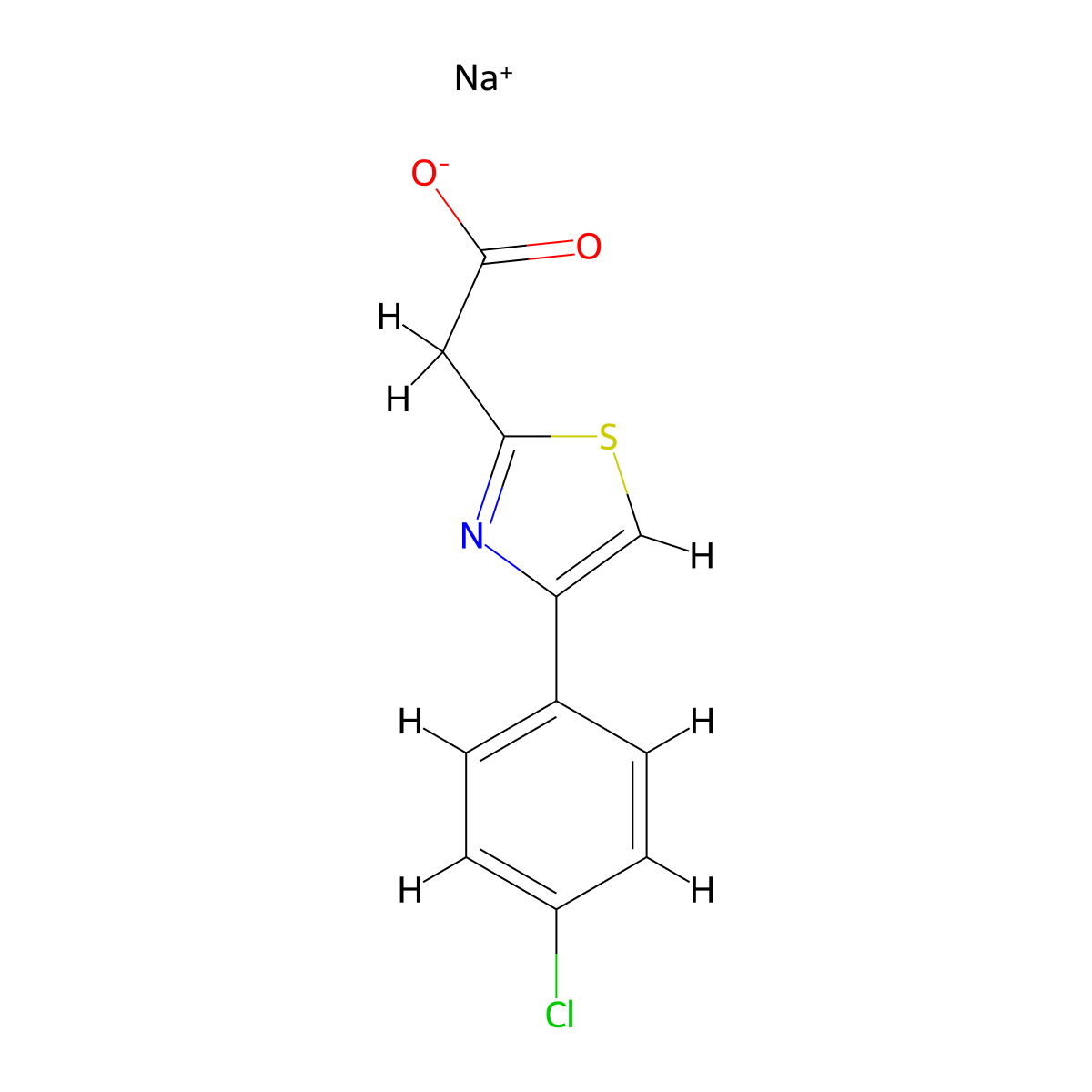 Sodium 2-[4-(4-chlorophenyl)-1,3-thiazol-2-yl]acetate molecular structure, CAS 1209660-82-1