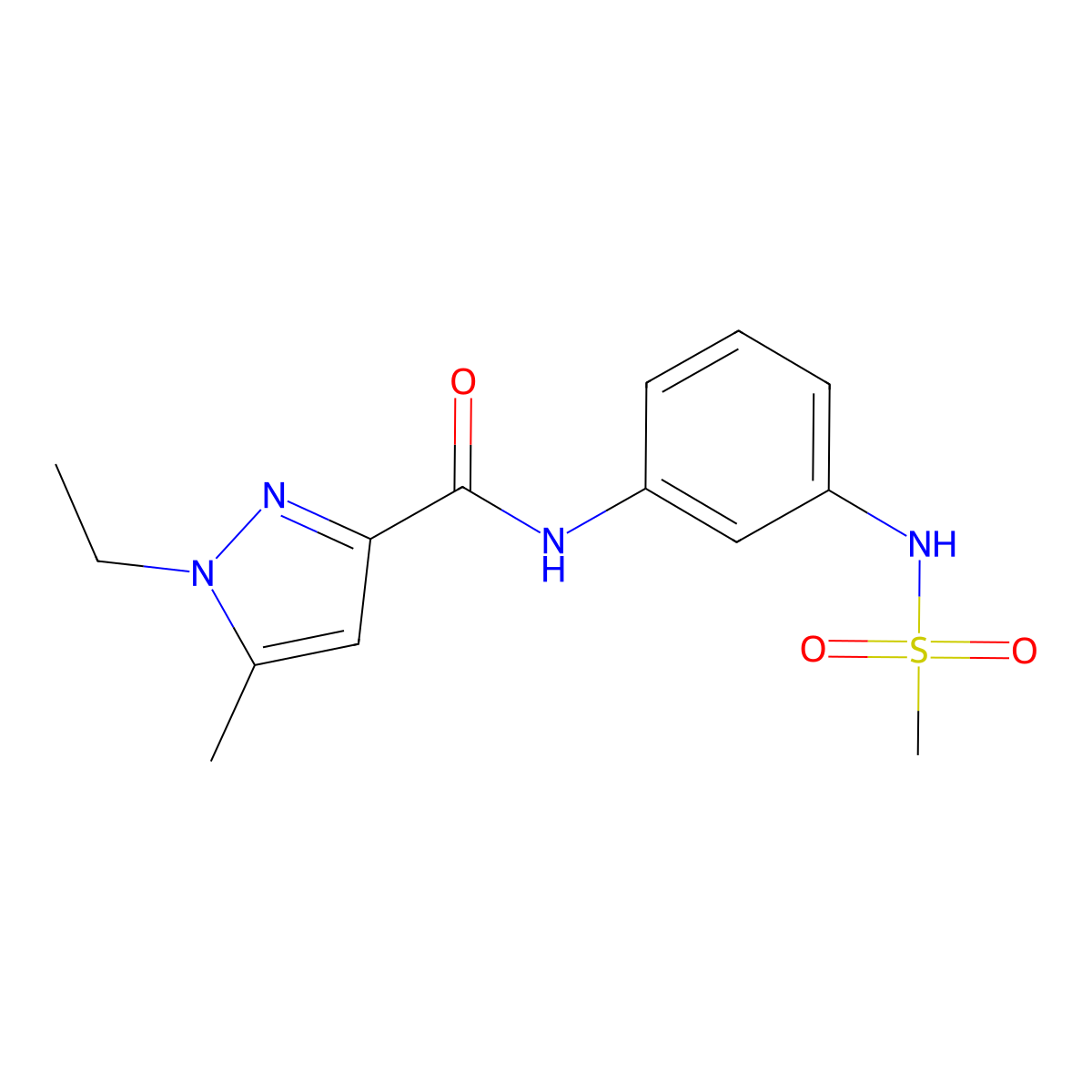 1-ethyl-N-(3-methanesulfonamidophenyl)-5-methyl-1H-pyrazole-3-carboxamide molecular structure, CAS 1209663-86-4