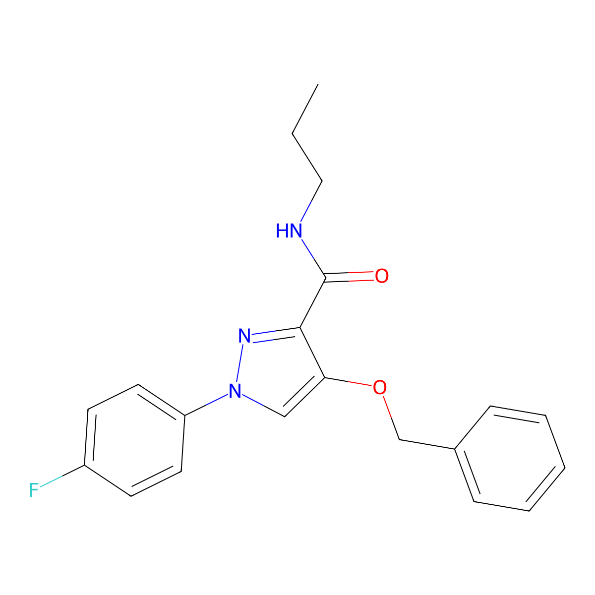 4-(benzyloxy)-1-(4-fluorophenyl)-N-propyl-1H-pyrazole-3-carboxamide molecular structure, CAS 1209664-57-2