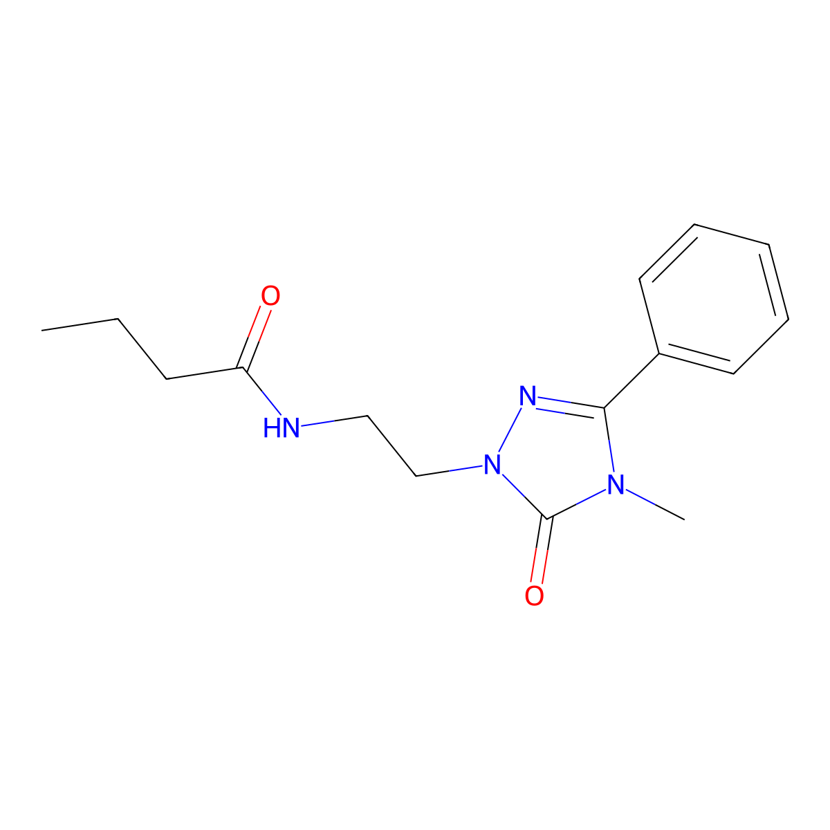 N-(2-(4-methyl-5-oxo-3-phenyl-4,5-dihydro-1H-1,2,4-triazol-1-yl)ethyl)butyramide molecular structure, CAS 1209669-16-8