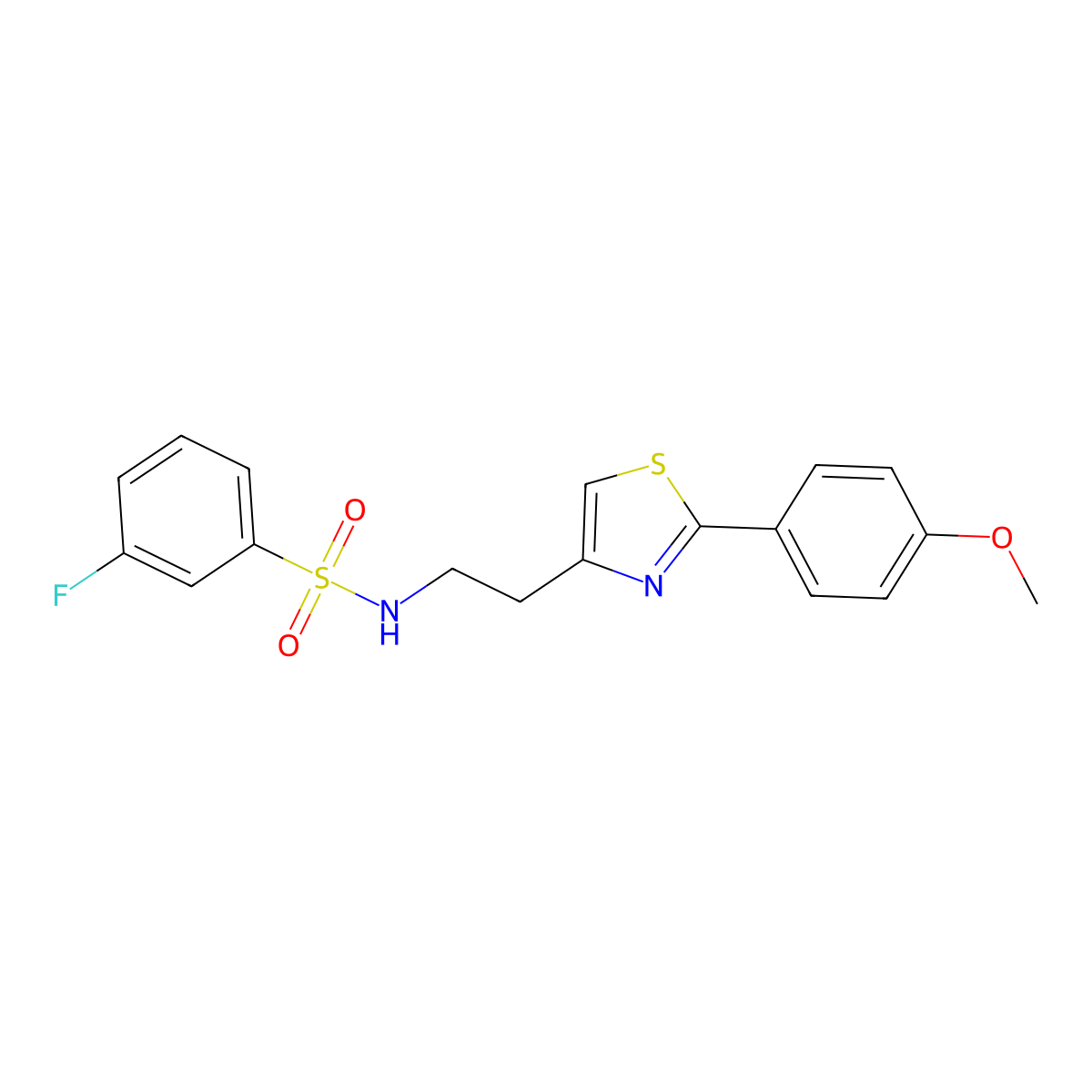 3-fluoro-N-(2-(2-(4-methoxyphenyl)thiazol-4-yl)ethyl)benzenesulfonamide molecular structure, CAS 1209670-46-1