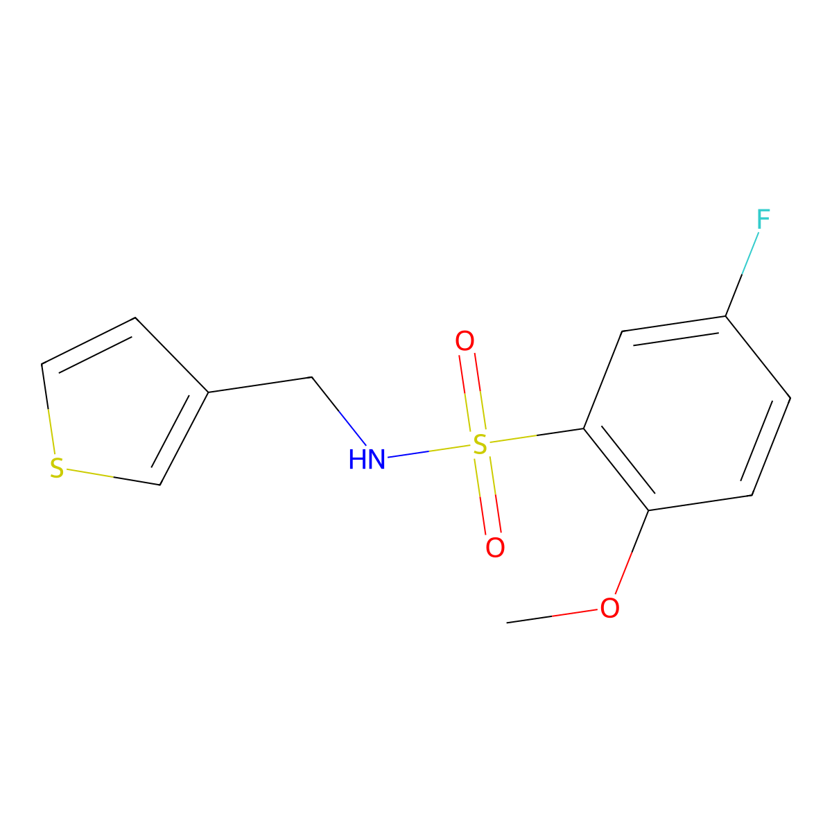 5-fluoro-2-methoxy-N-(thiophen-3-ylmethyl)benzenesulfonamide molecular structure, CAS 1209670-67-6